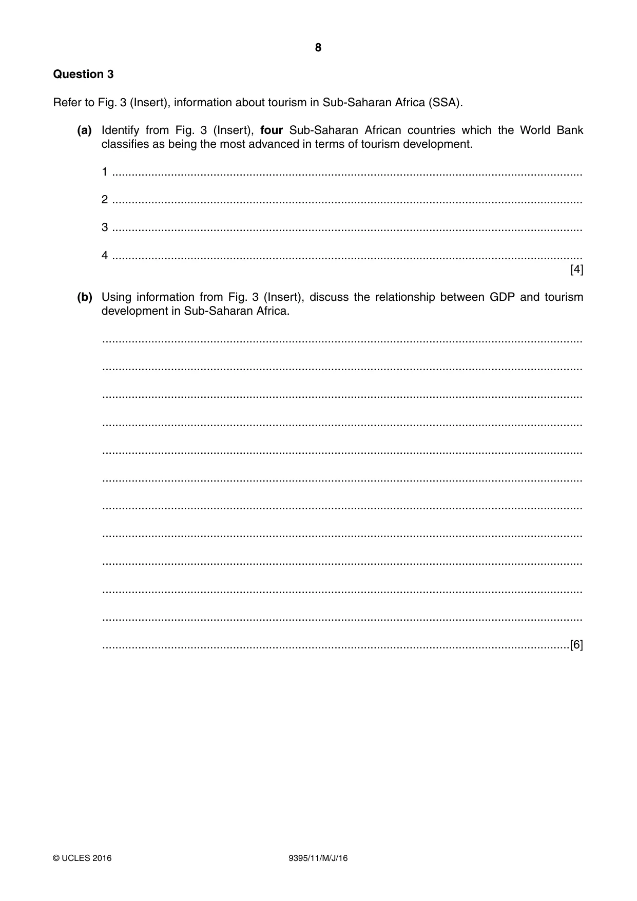 Cambridge A Level Travel and Tourism 9395 2016 May/June Paper 1 · Variant 1 question paper, page 8 of 16