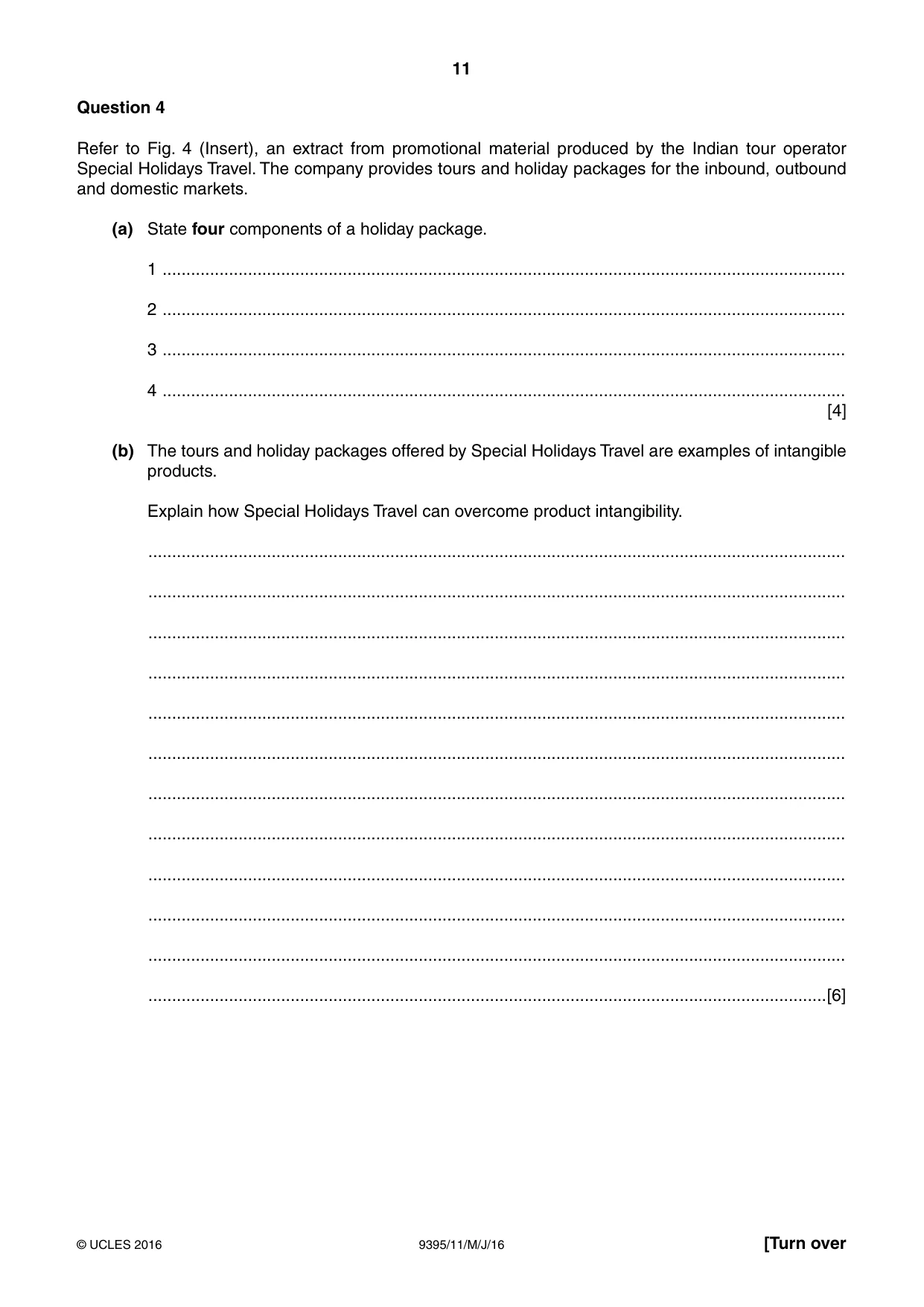 Cambridge A Level Travel and Tourism 9395 2016 May/June Paper 1 · Variant 1 question paper, page 11 of 16