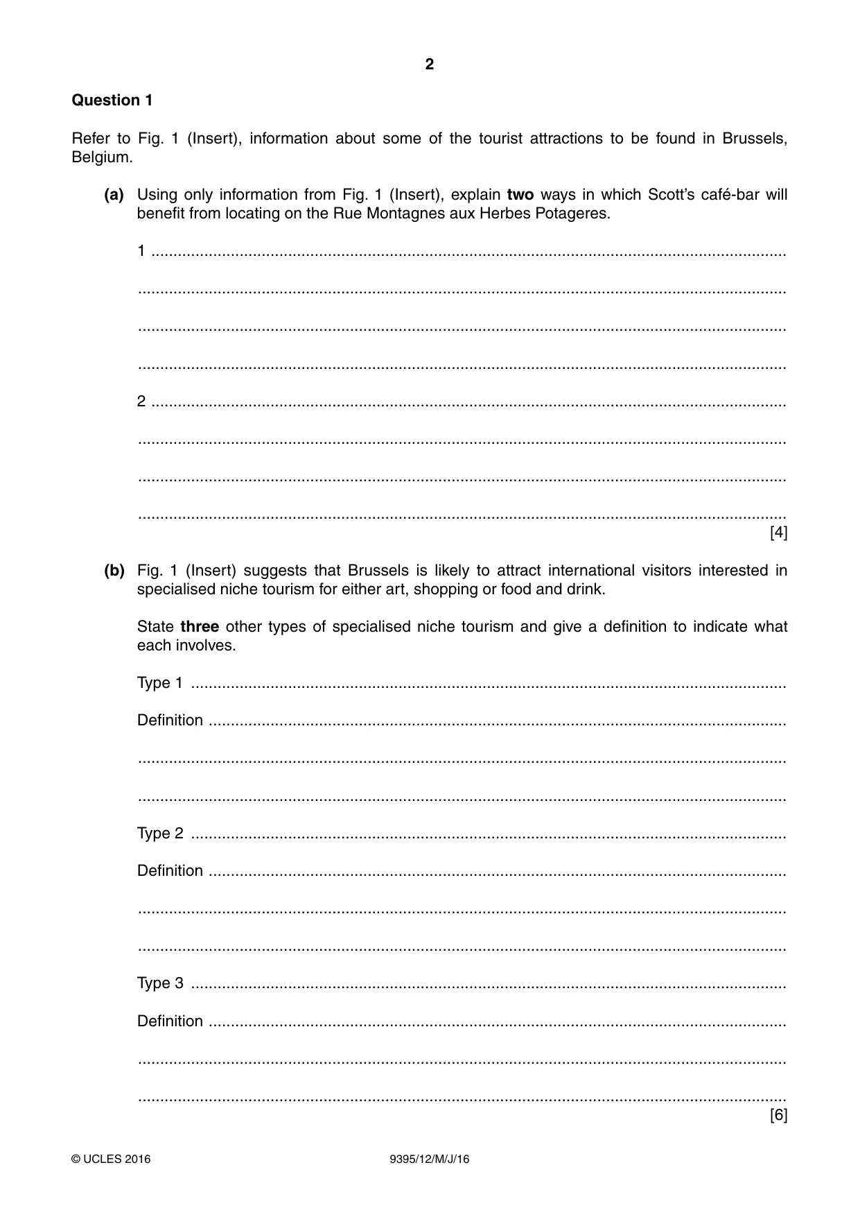 Cambridge A Level Travel and Tourism 9395 2016 May/June Paper 1 · Variant 2 question paper, page 2 of 16