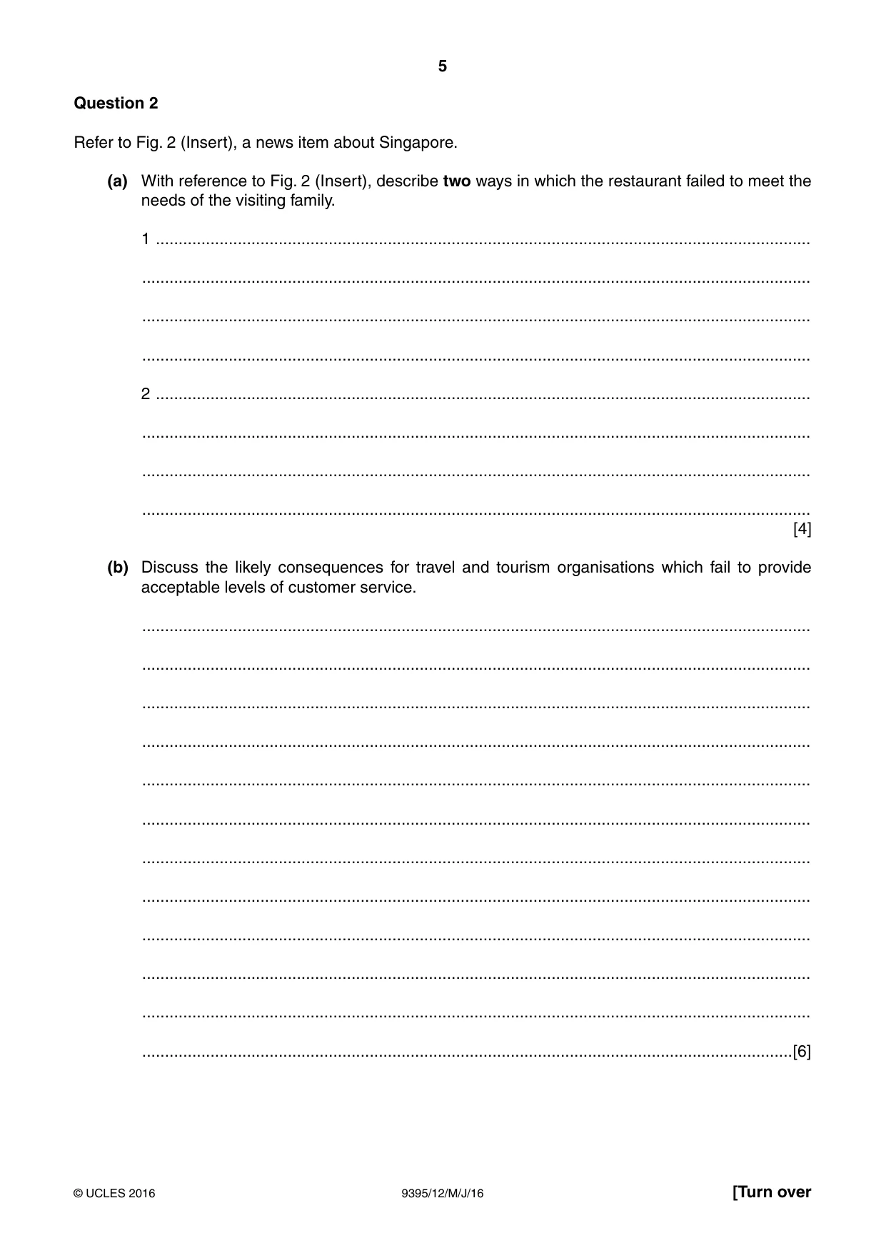 Cambridge A Level Travel and Tourism 9395 2016 May/June Paper 1 · Variant 2 question paper, page 5 of 16