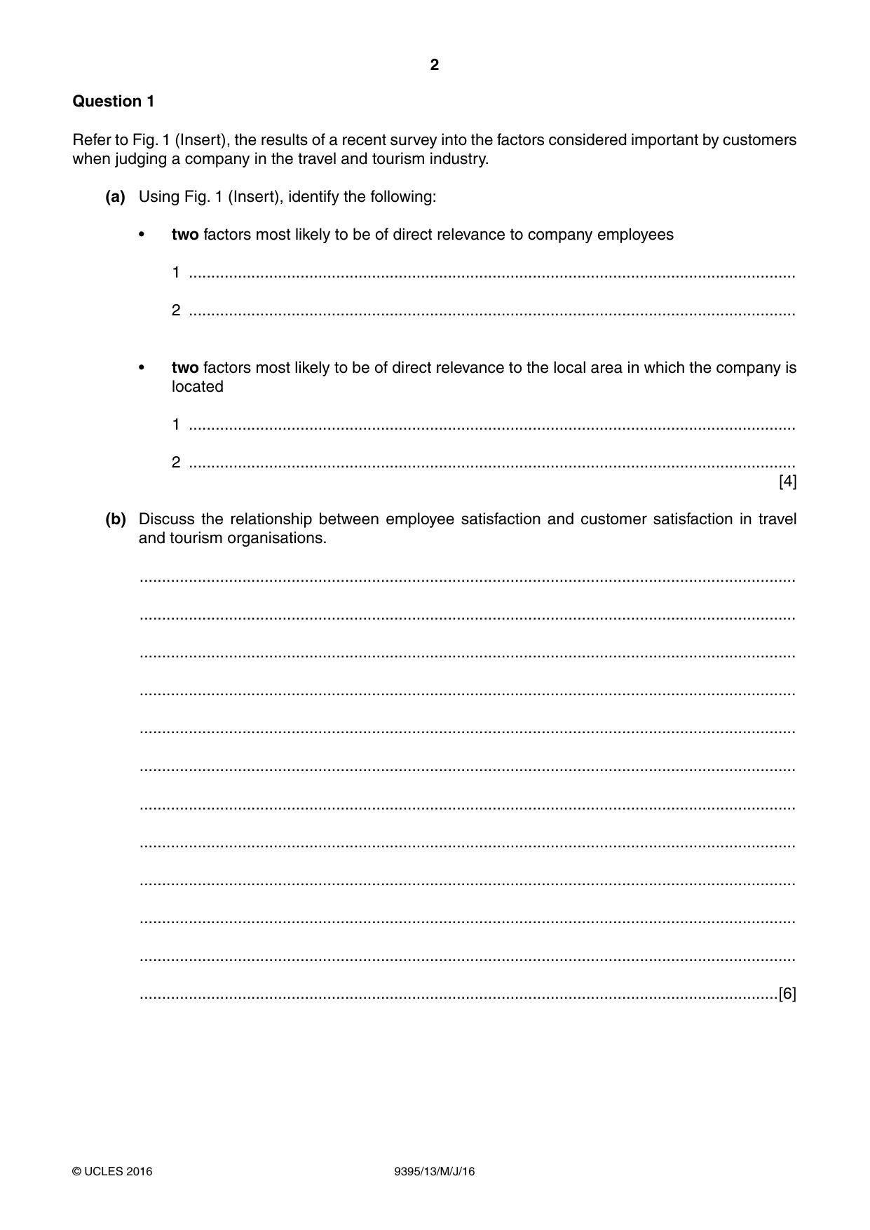 Cambridge A Level Travel and Tourism 9395 2016 May/June Paper 1 · Variant 3 question paper, page 2 of 16
