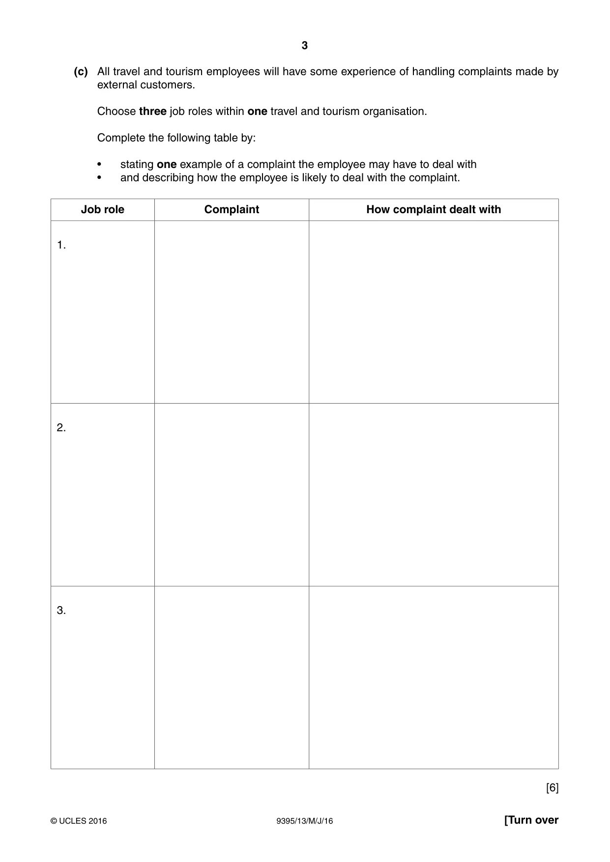 Cambridge A Level Travel and Tourism 9395 2016 May/June Paper 1 · Variant 3 question paper, page 3 of 16