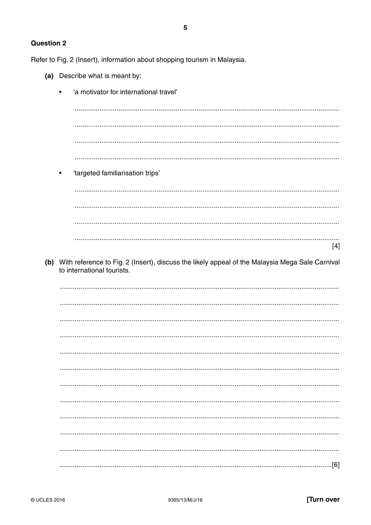 Cambridge A Level Travel and Tourism 9395 2016 May/June Paper 1 · Variant 3 question paper, page 5 of 16