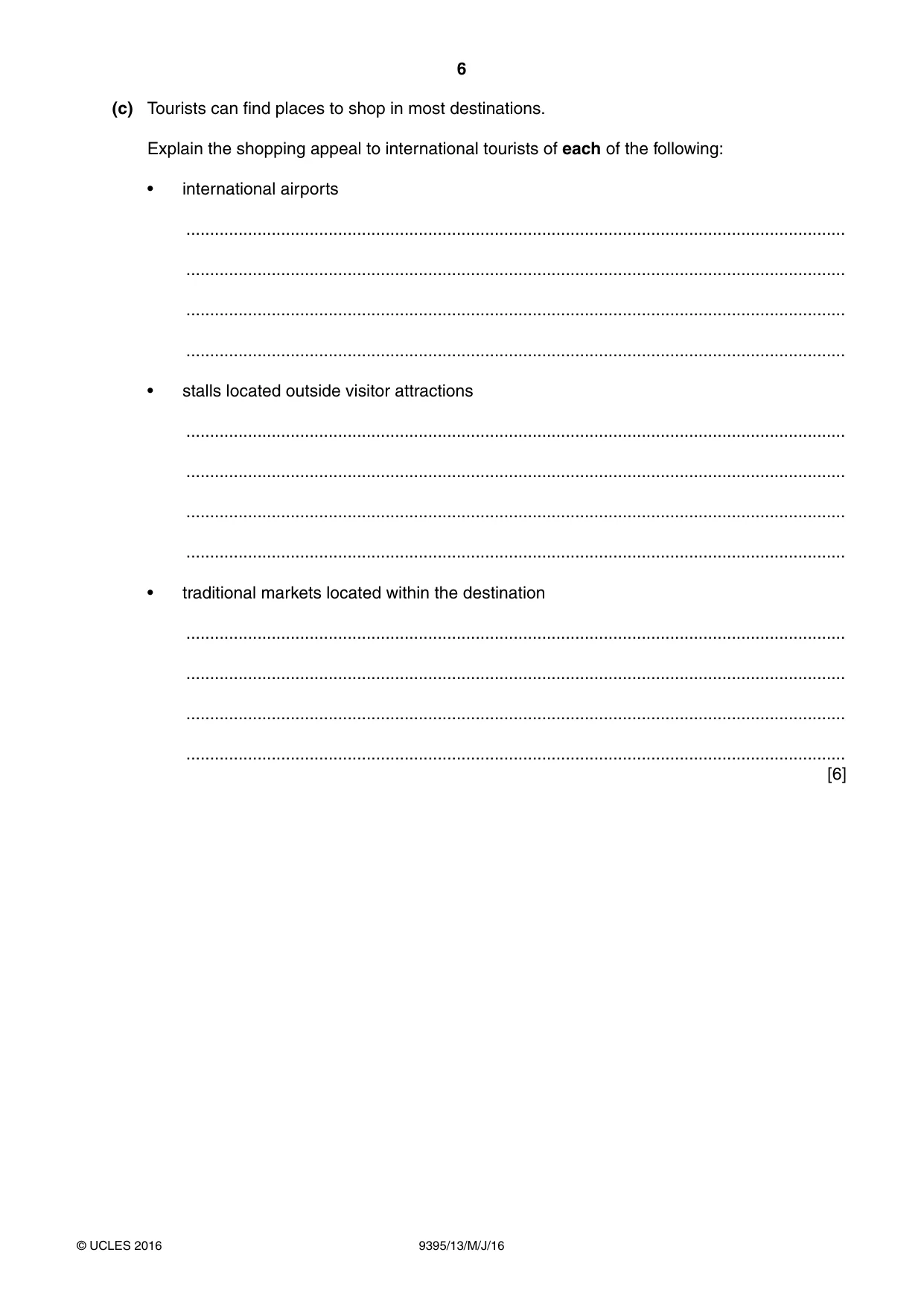 Cambridge A Level Travel and Tourism 9395 2016 May/June Paper 1 · Variant 3 question paper, page 6 of 16