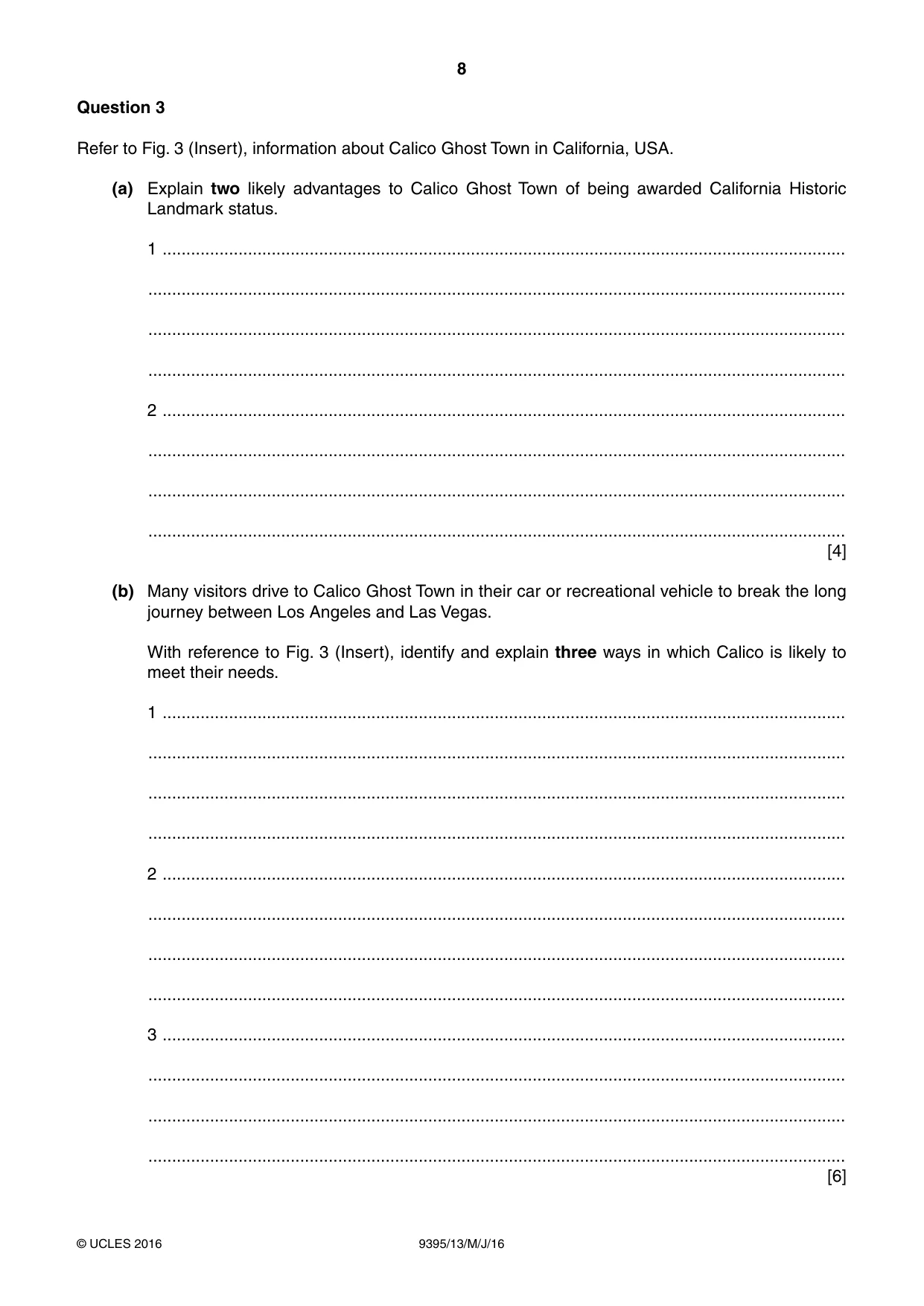 Cambridge A Level Travel and Tourism 9395 2016 May/June Paper 1 · Variant 3 question paper, page 8 of 16