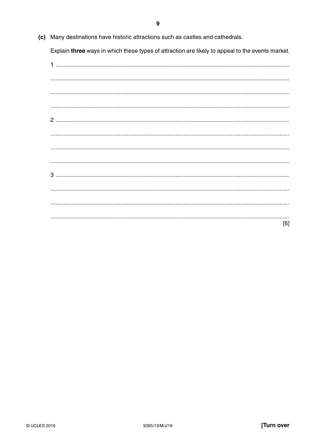 Cambridge A Level Travel and Tourism 9395 2016 May/June Paper 1 · Variant 3 question paper, page 9 of 16