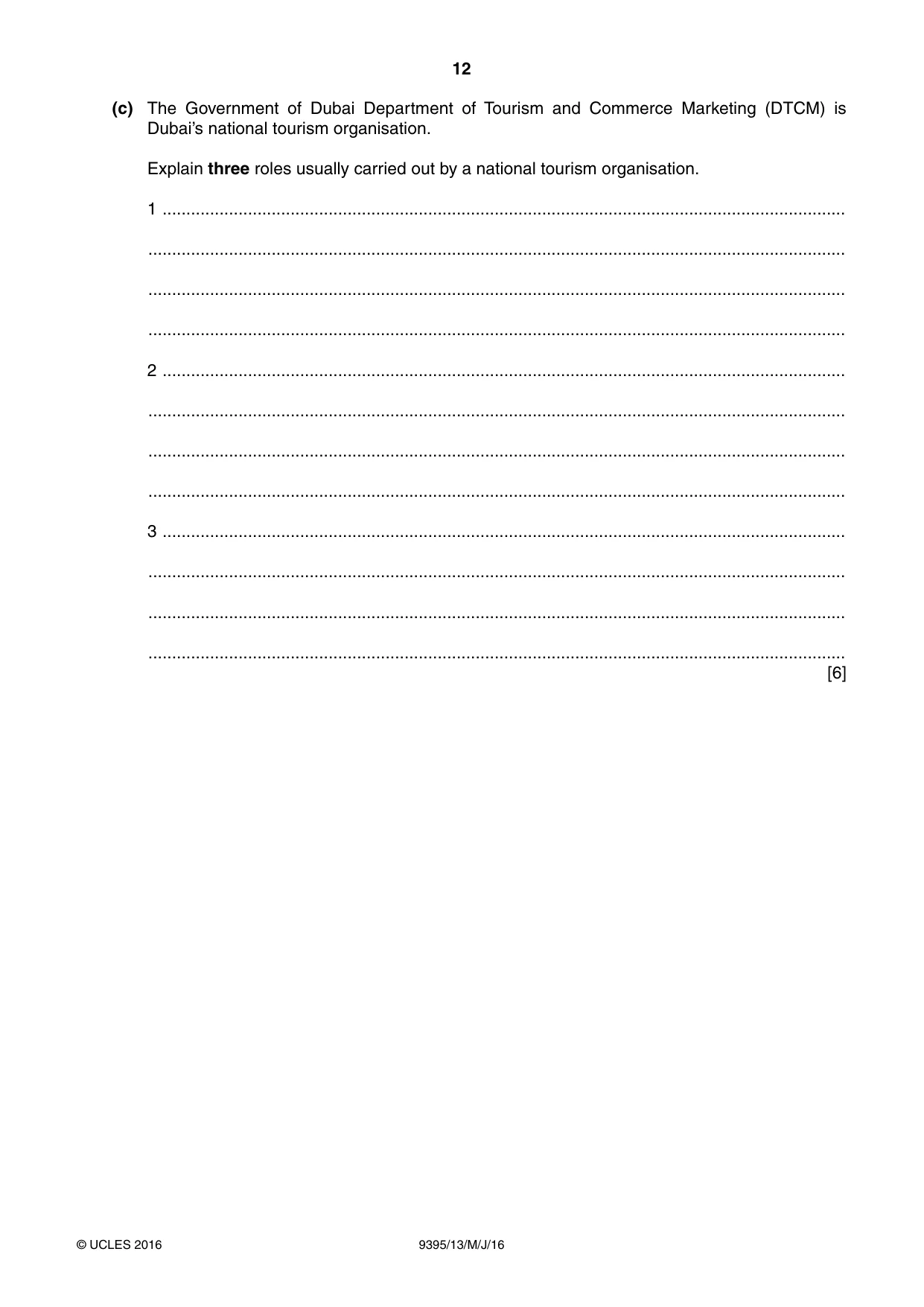 Cambridge A Level Travel and Tourism 9395 2016 May/June Paper 1 · Variant 3 question paper, page 12 of 16