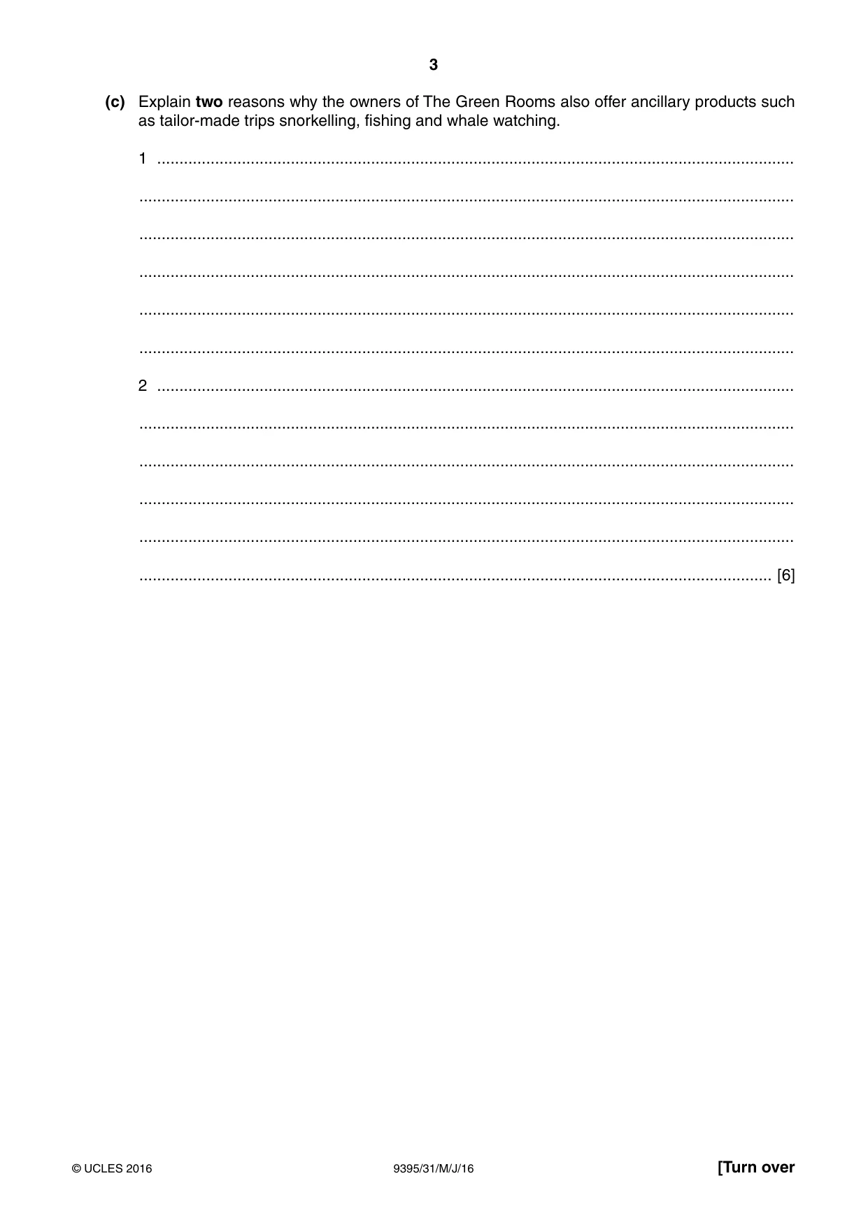 Cambridge A Level Travel and Tourism 9395 2016 May/June Paper 3 · Variant 1 question paper, page 3 of 16