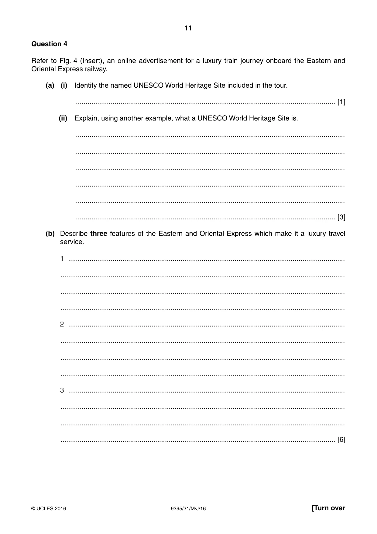 Cambridge A Level Travel and Tourism 9395 2016 May/June Paper 3 · Variant 1 question paper, page 11 of 16