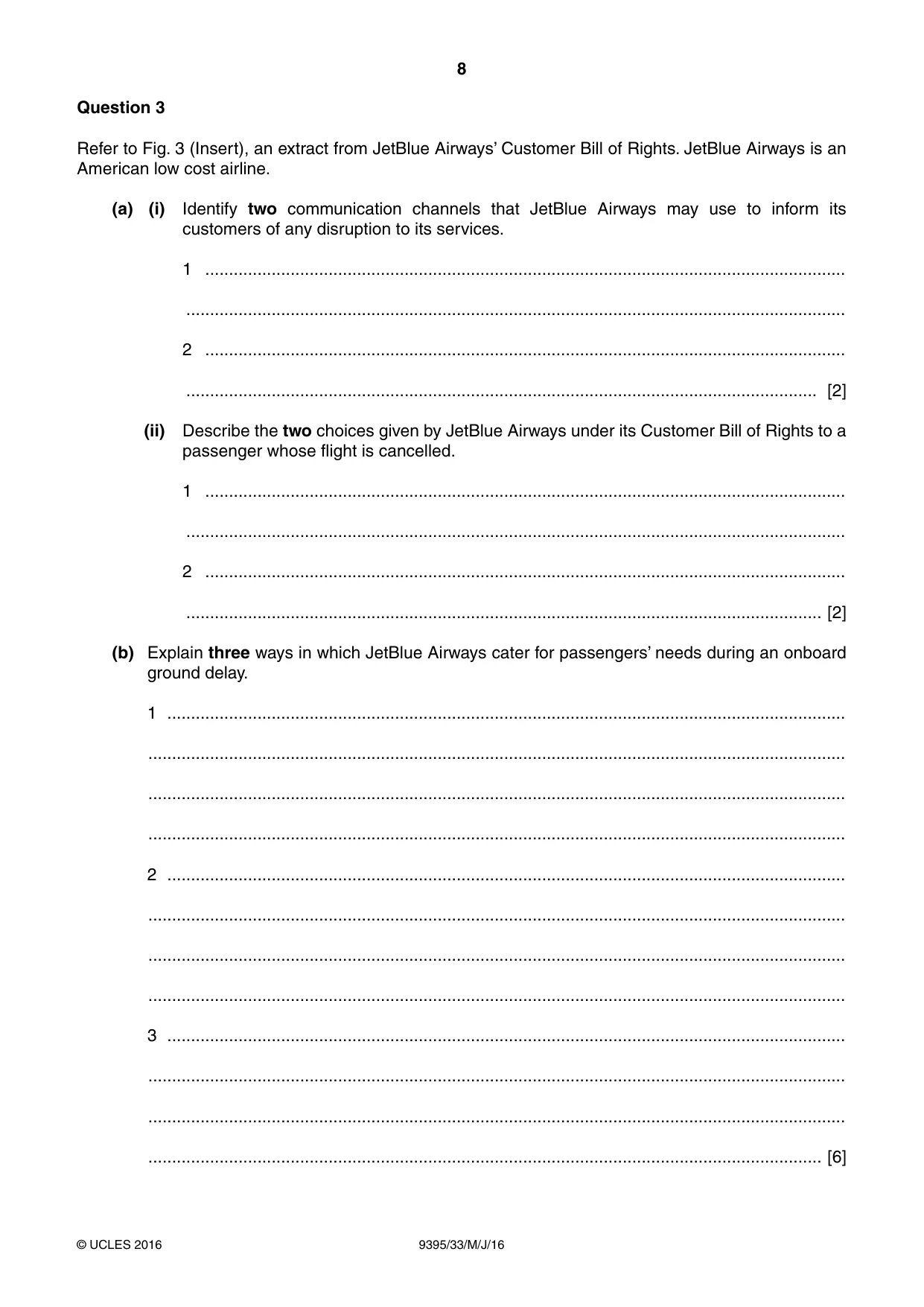 Cambridge A Level Travel and Tourism 9395 2016 May/June Paper 3 · Variant 3 question paper, page 8 of 16