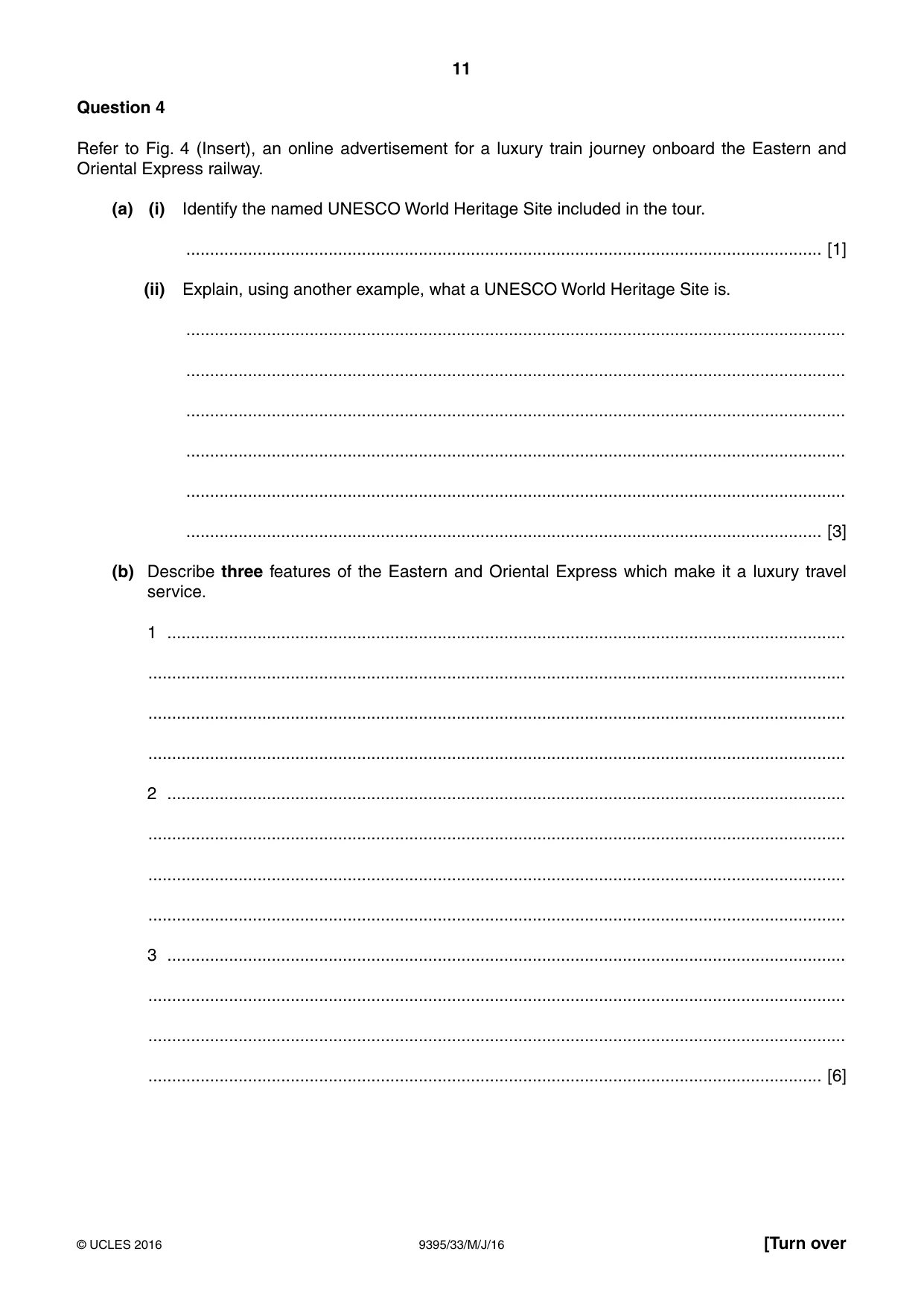 Cambridge A Level Travel and Tourism 9395 2016 May/June Paper 3 · Variant 3 question paper, page 11 of 16