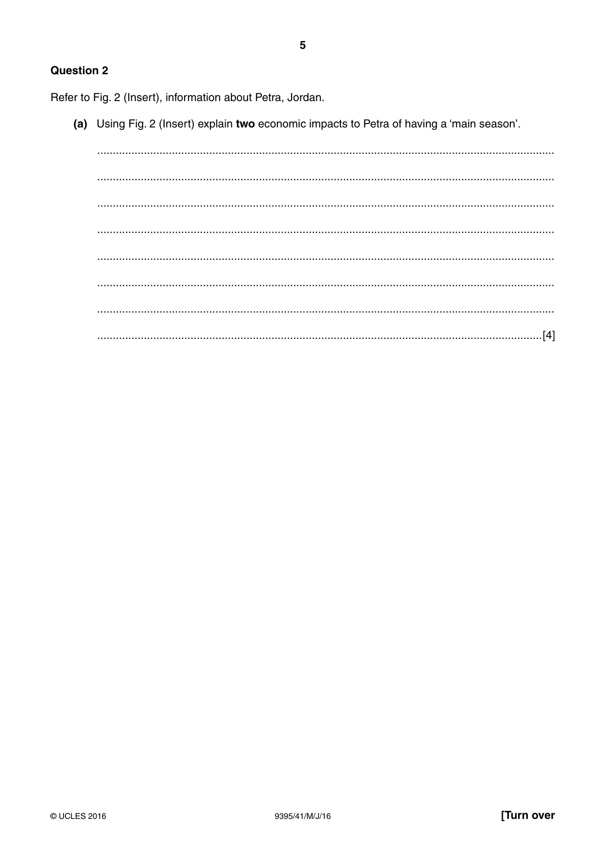 Cambridge A Level Travel and Tourism 9395 2016 May/June Paper 4 · Variant 1 question paper, page 5 of 8