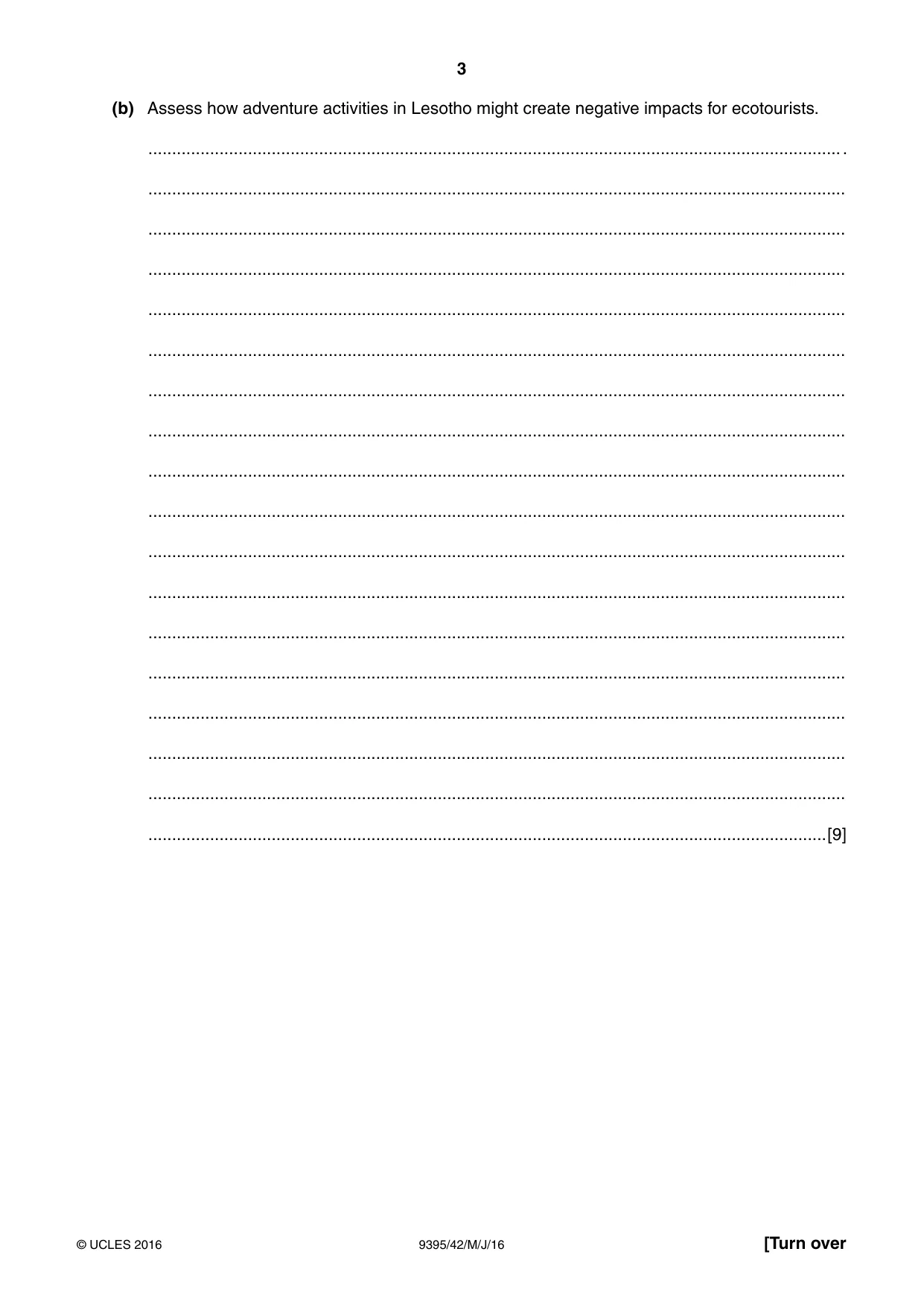 Cambridge A Level Travel and Tourism 9395 2016 May/June Paper 4 · Variant 2 question paper, page 3 of 8
