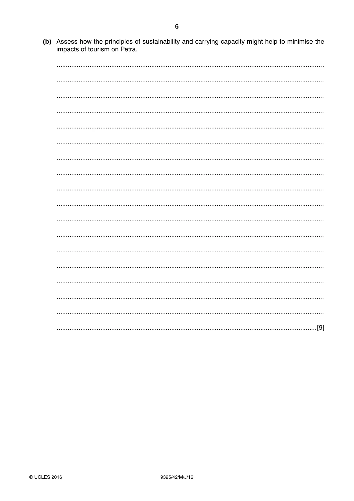 Cambridge A Level Travel and Tourism 9395 2016 May/June Paper 4 · Variant 2 question paper, page 6 of 8