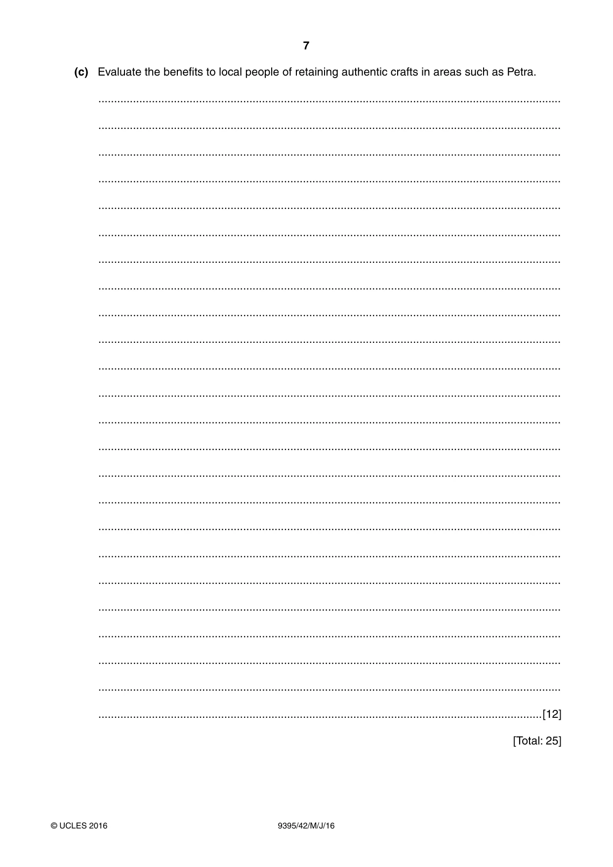 Cambridge A Level Travel and Tourism 9395 2016 May/June Paper 4 · Variant 2 question paper, page 7 of 8