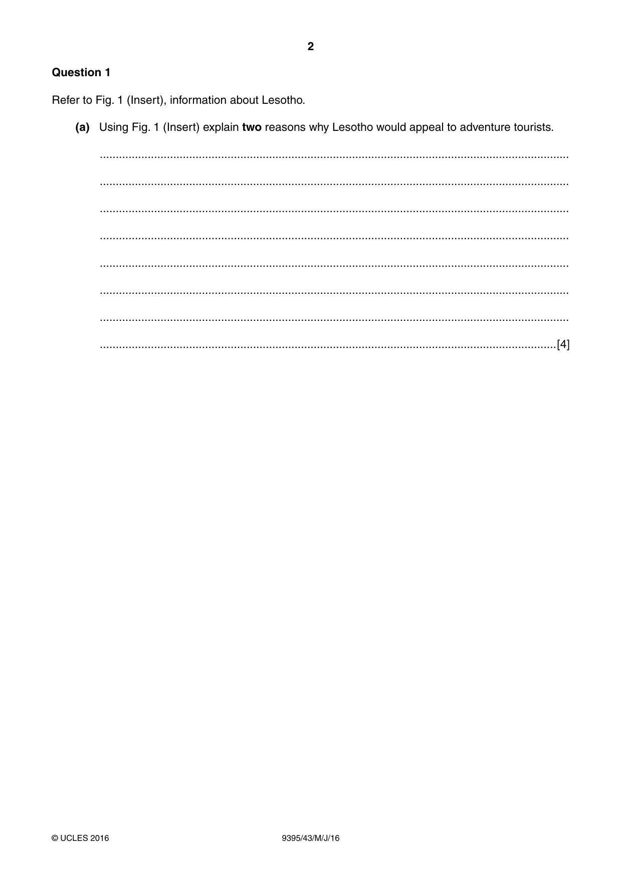 Cambridge A Level Travel and Tourism 9395 2016 May/June Paper 4 · Variant 3 question paper, page 2 of 8