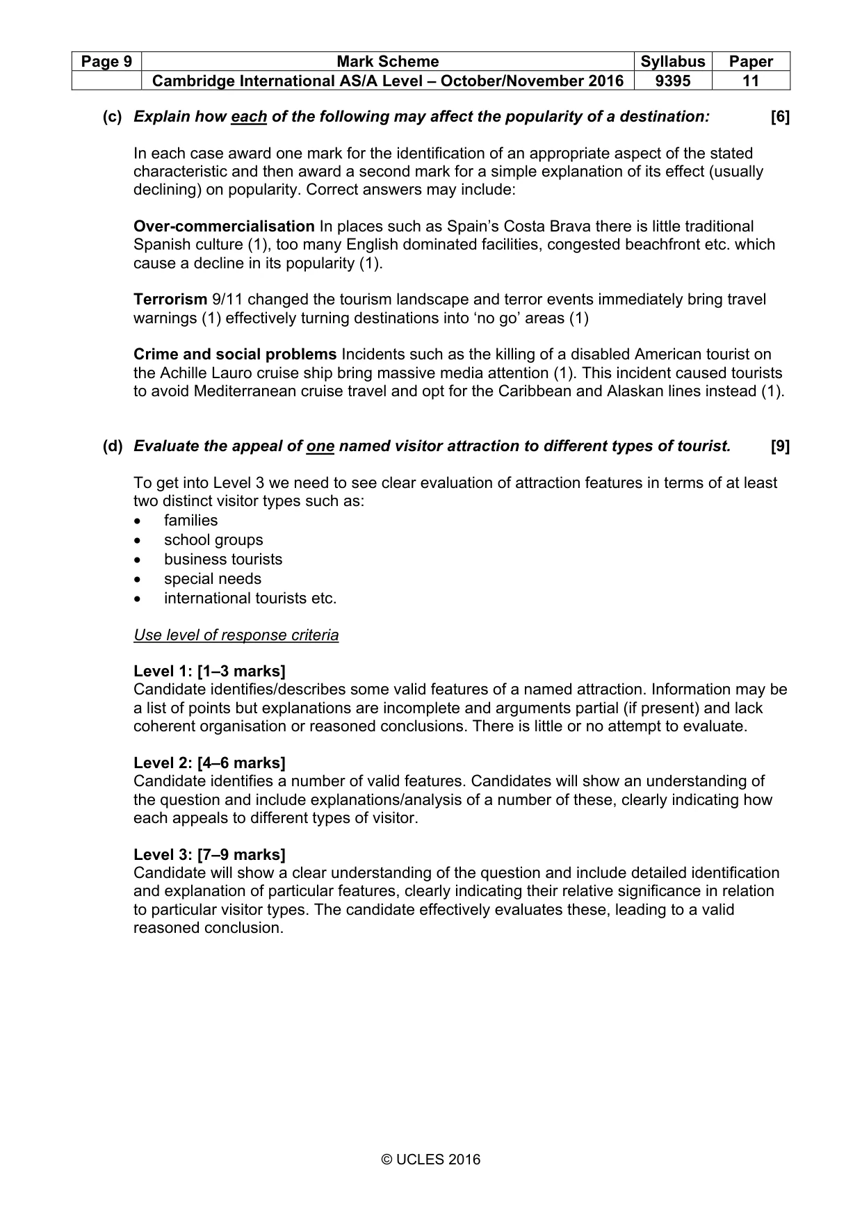 Mark scheme, page 9 of 9