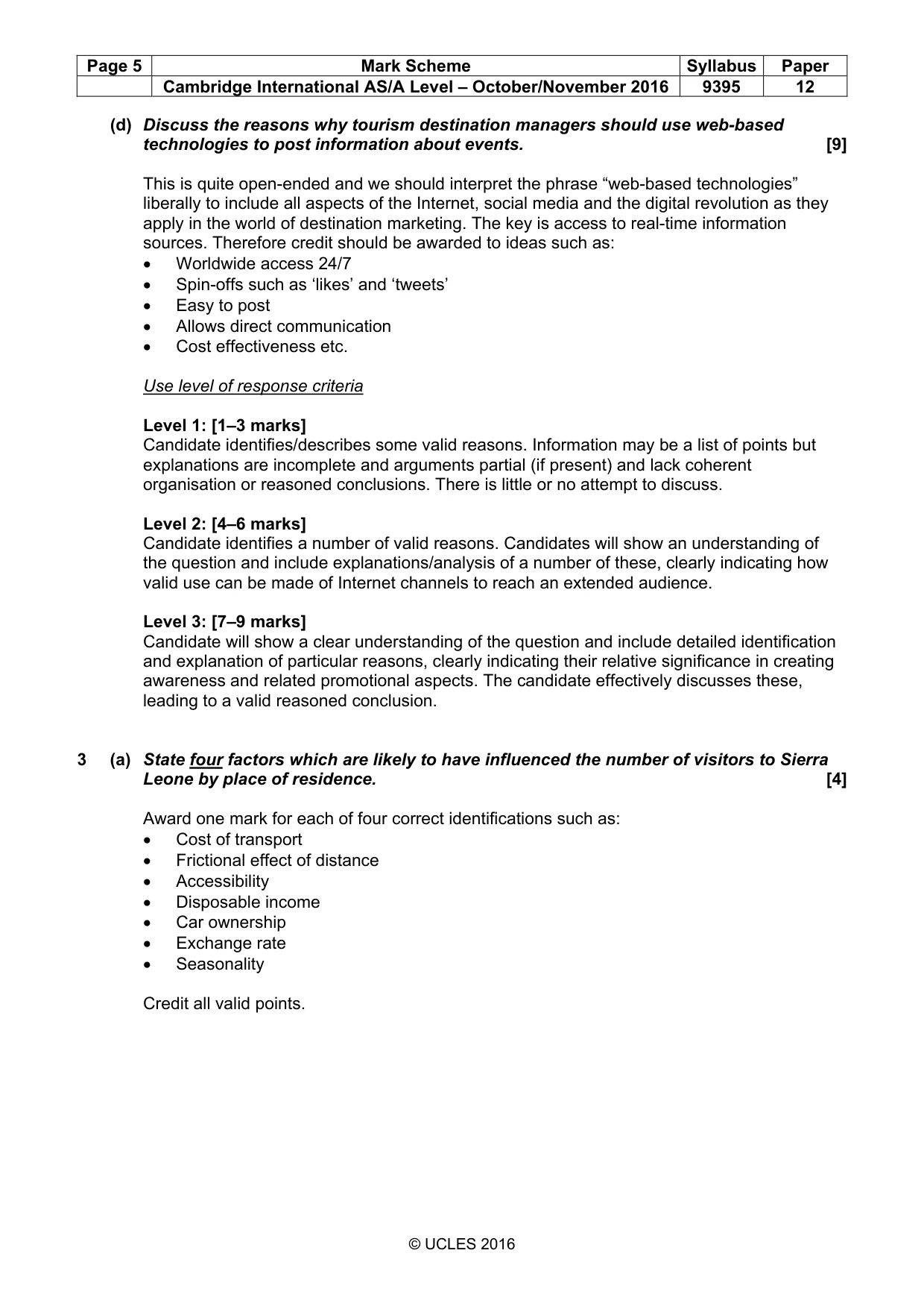 Mark scheme, page 5 of 9