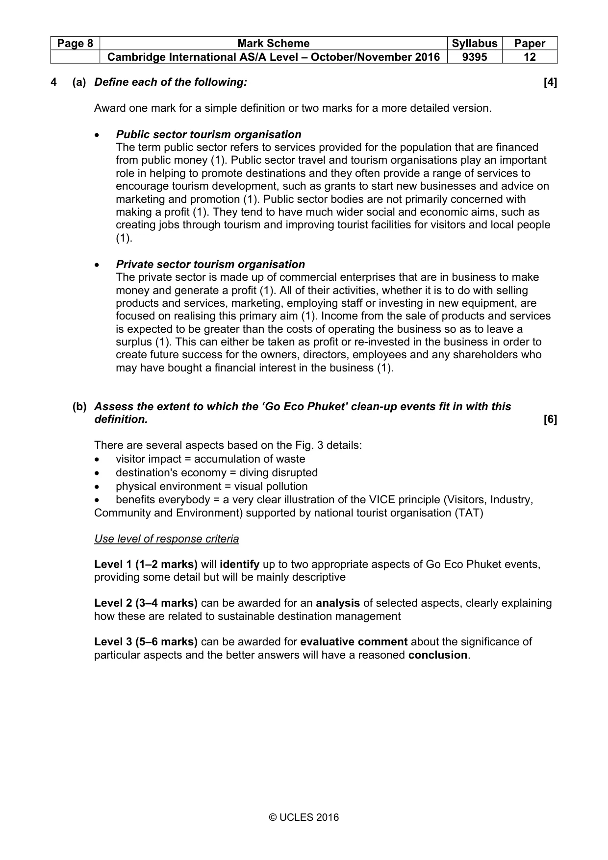 Mark scheme, page 8 of 9