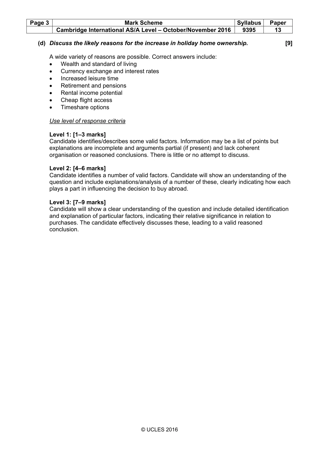 Mark scheme, page 3 of 9