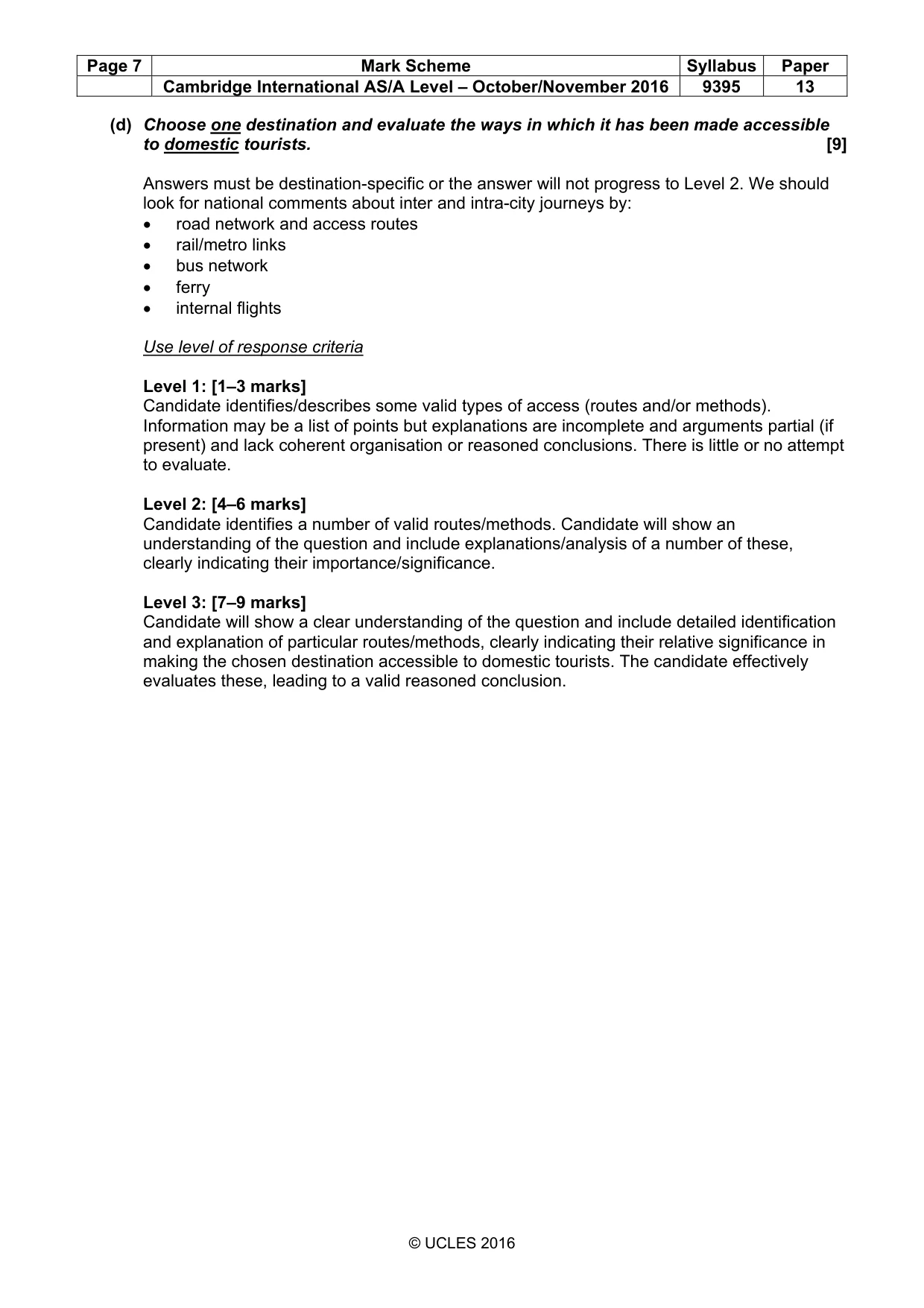 Mark scheme, page 7 of 9