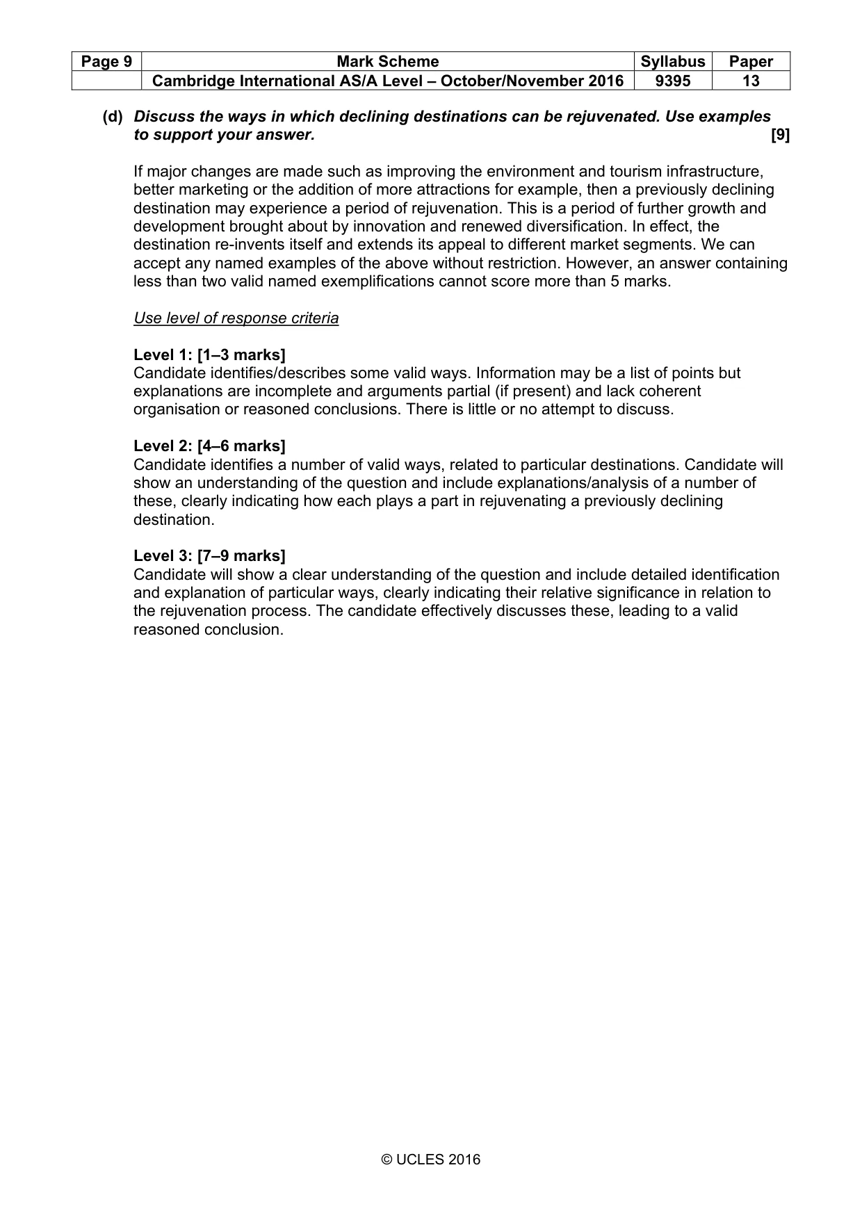 Mark scheme, page 9 of 9