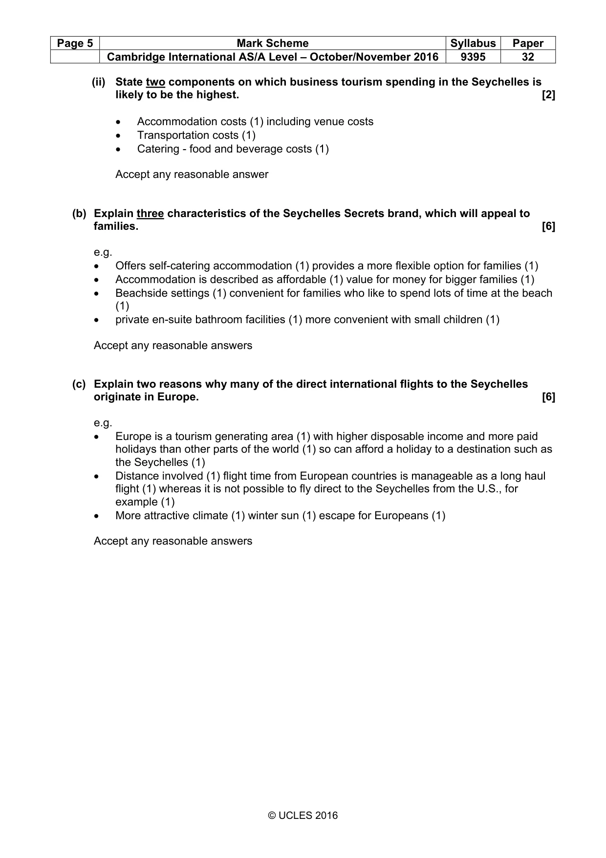 Mark scheme, page 5 of 7