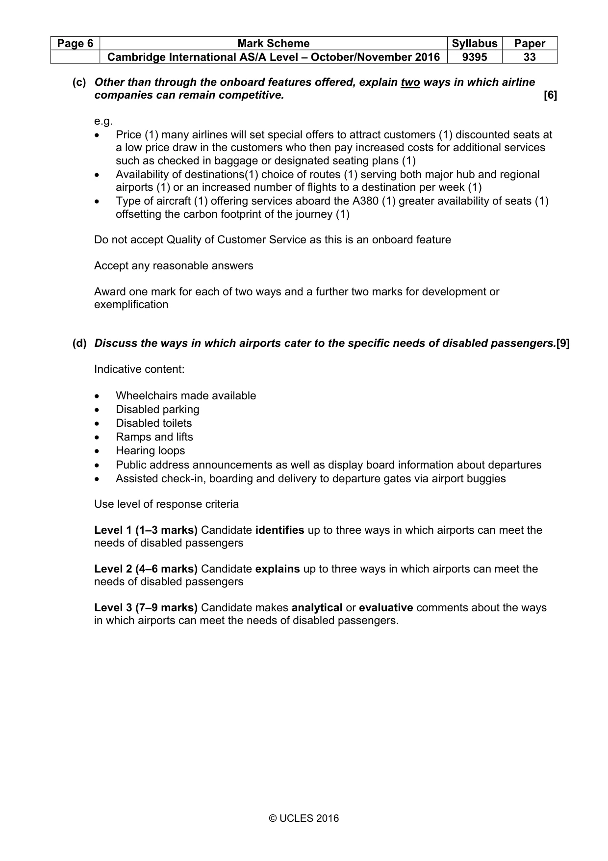 Mark scheme, page 6 of 8