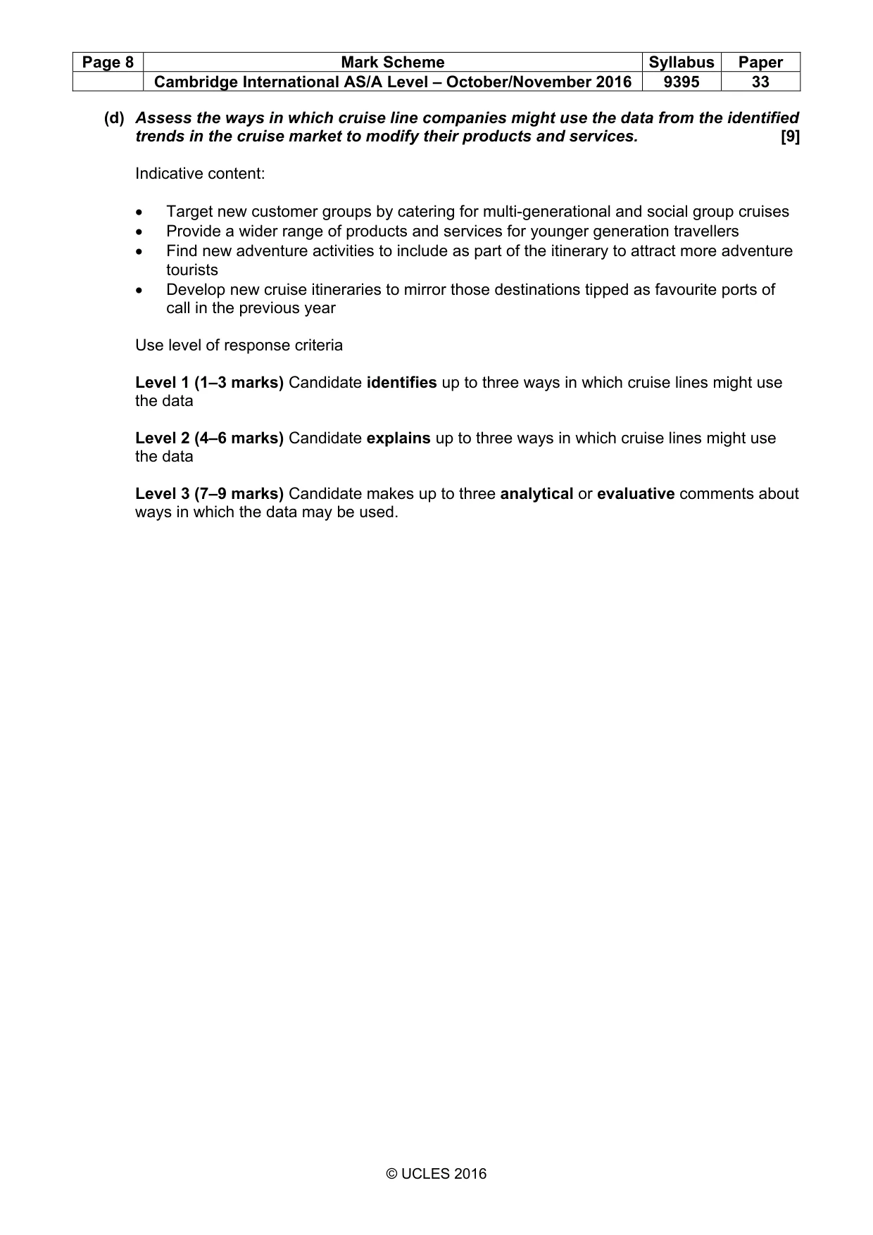 Mark scheme, page 8 of 8