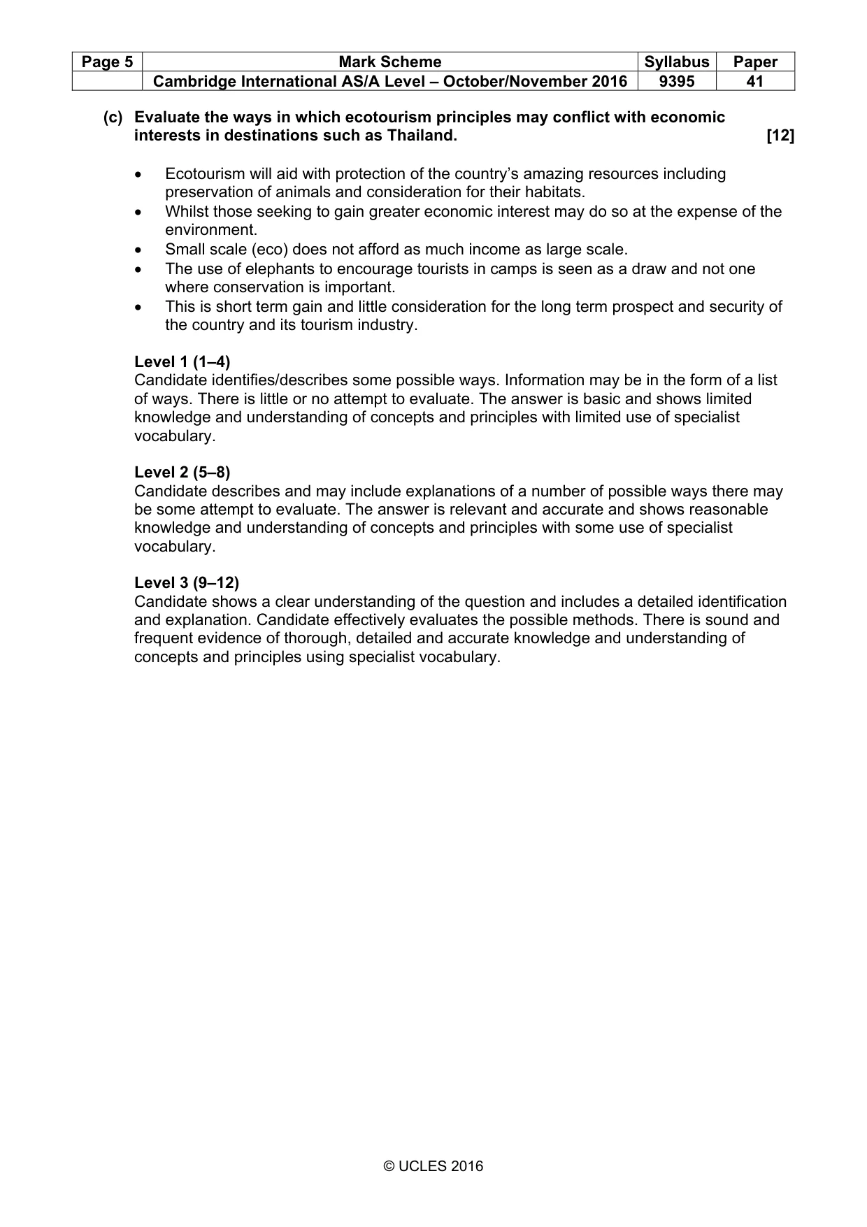 Mark scheme, page 5 of 5