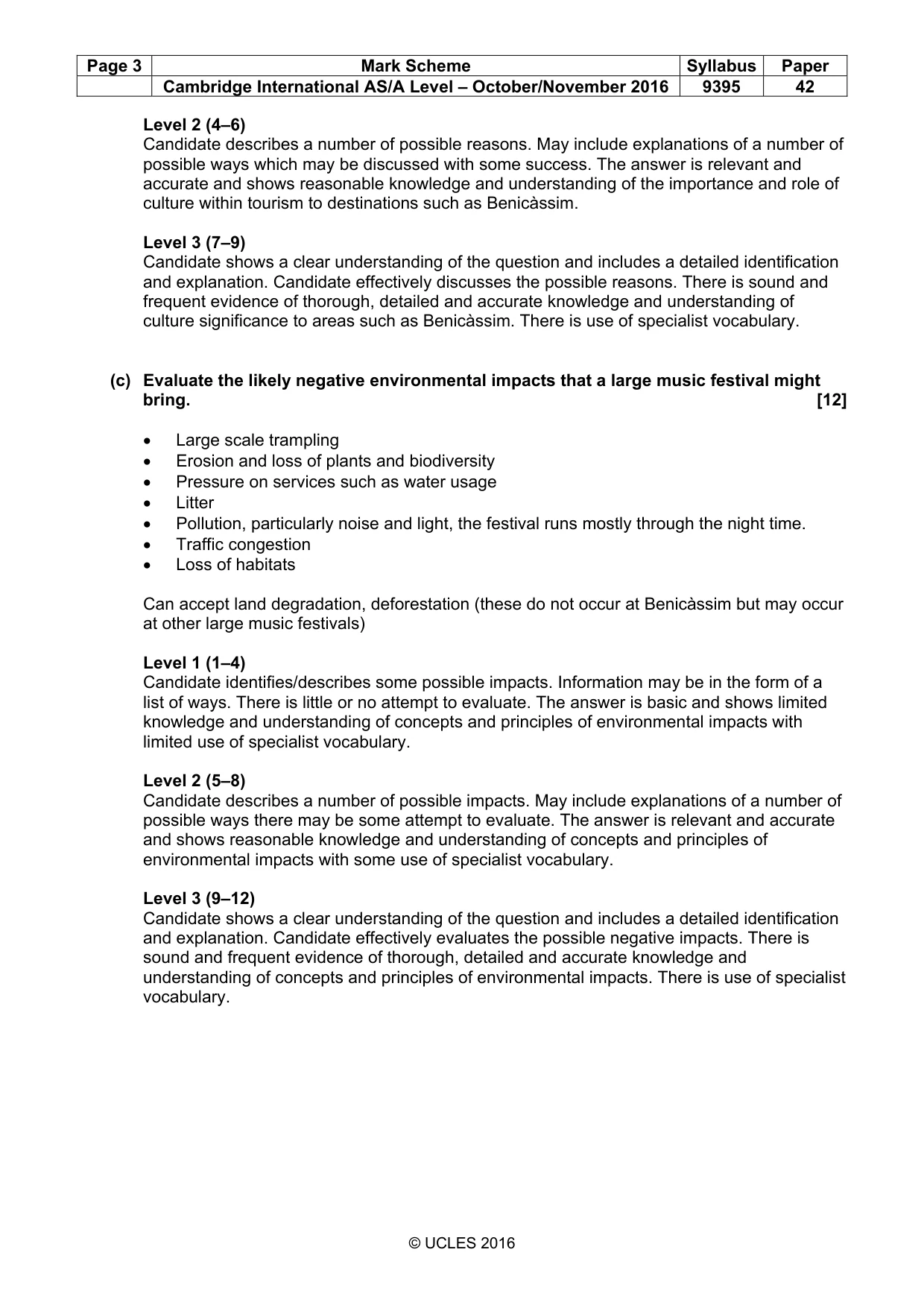 Mark scheme, page 3 of 5