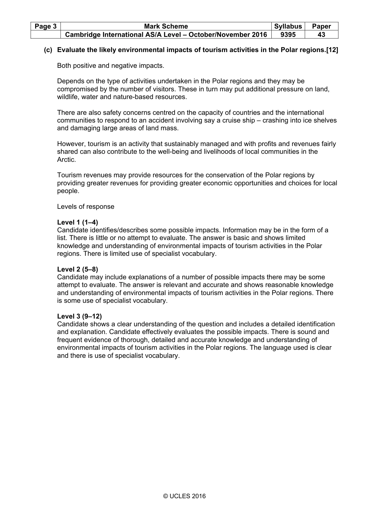 Mark scheme, page 3 of 5