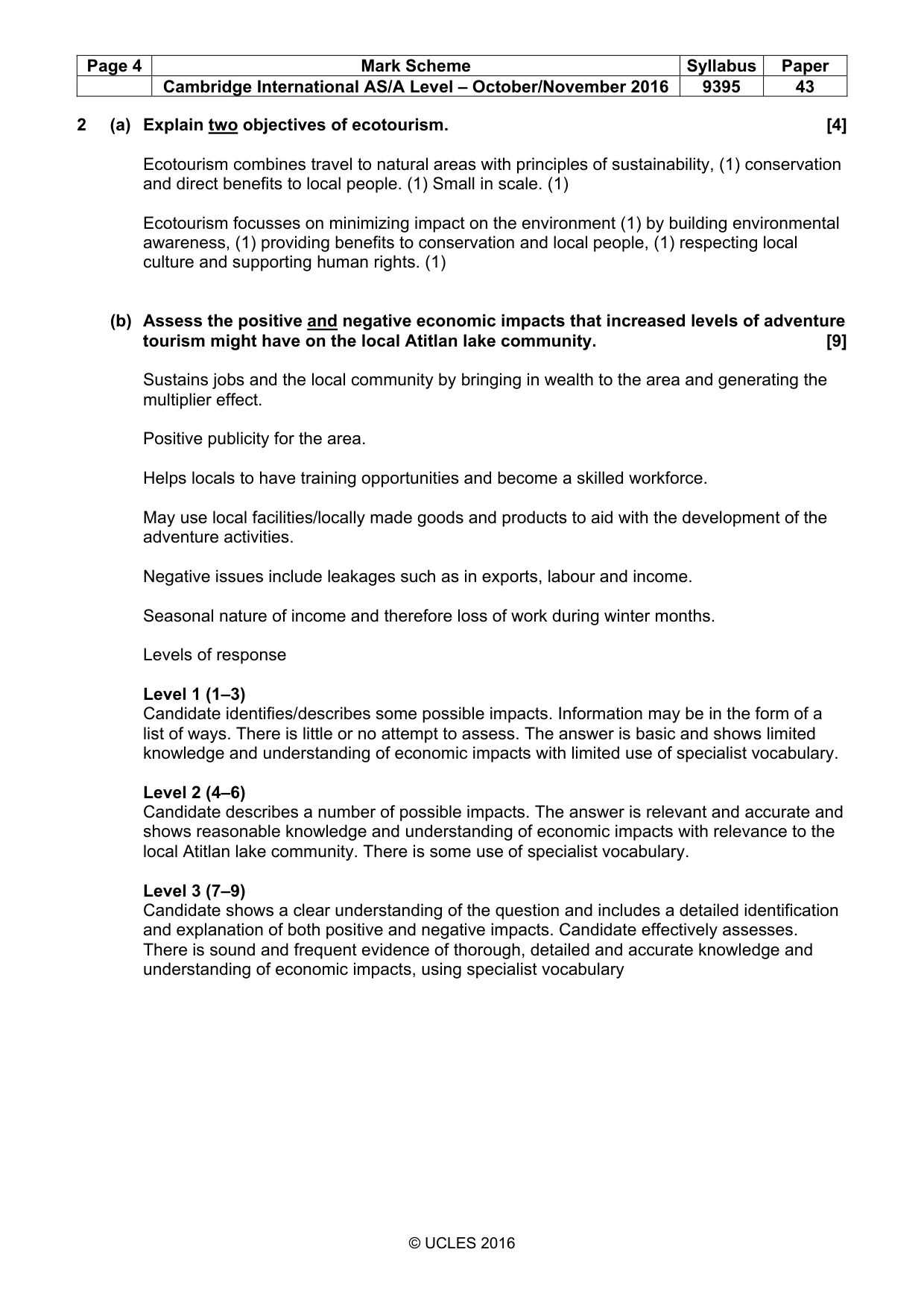 Mark scheme, page 4 of 5