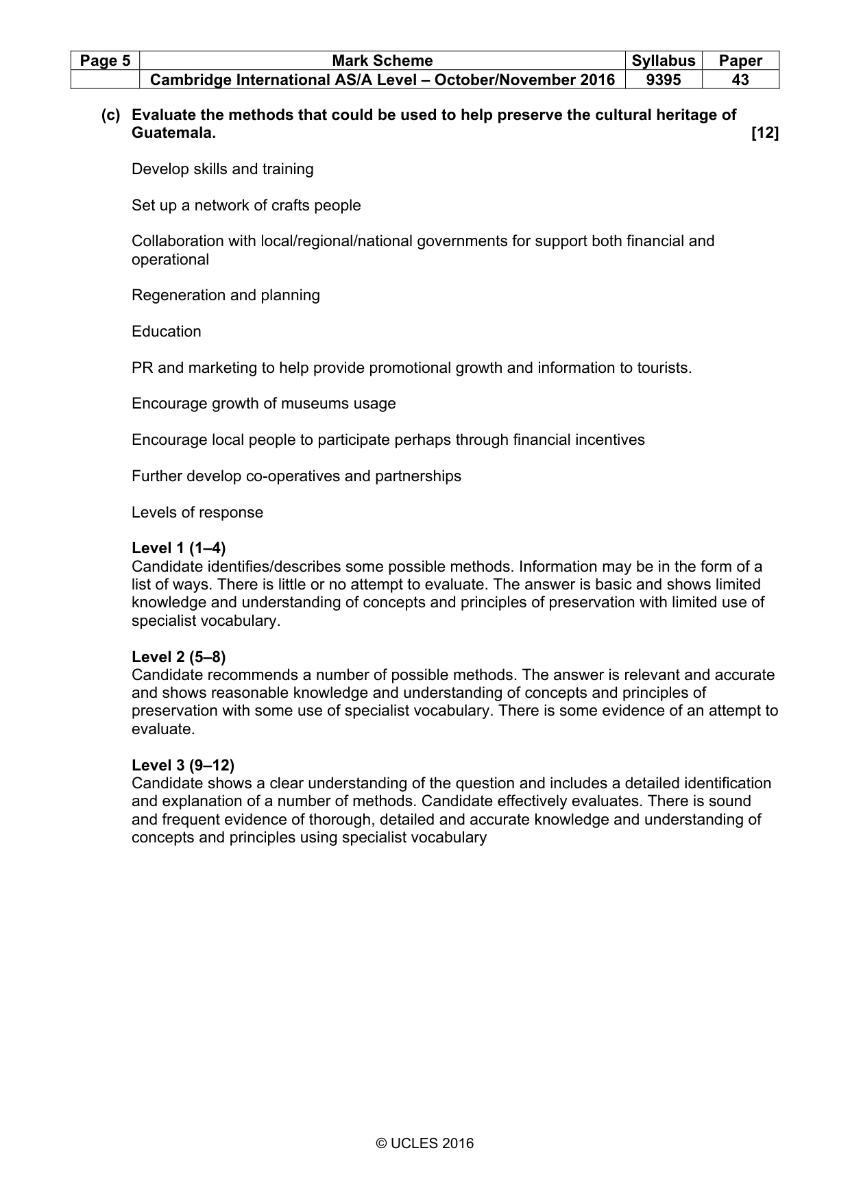 Mark scheme, page 5 of 5