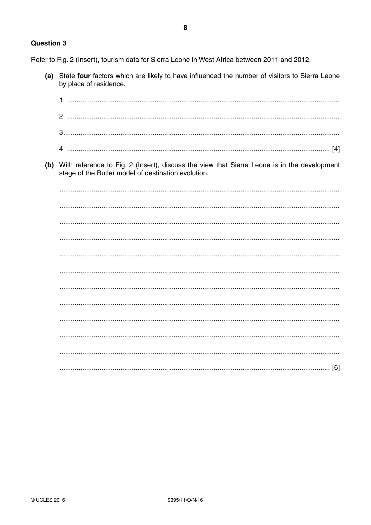 Cambridge A Level Travel and Tourism 9395 2016 Oct/Nov Paper 1 · Variant 1 question paper, page 8 of 16