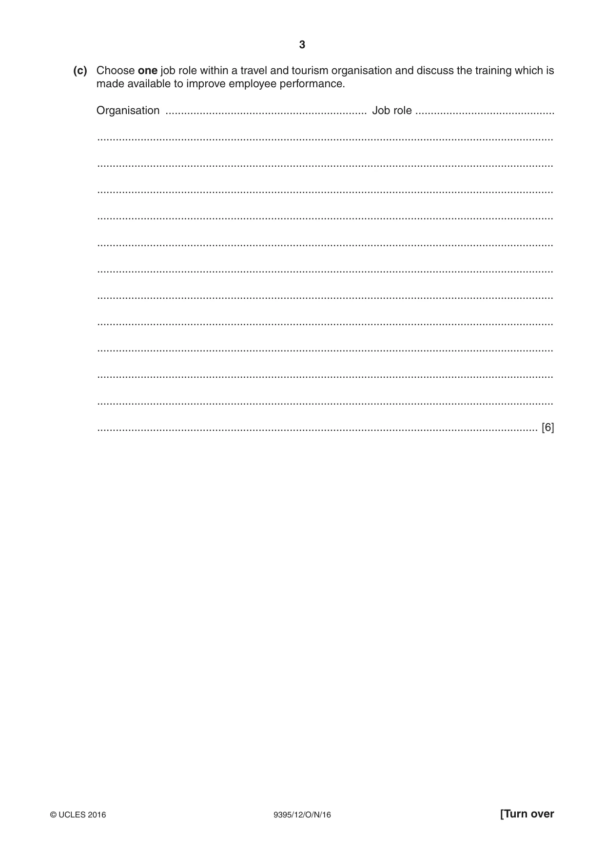 Cambridge A Level Travel and Tourism 9395 2016 Oct/Nov Paper 1 · Variant 2 question paper, page 3 of 16