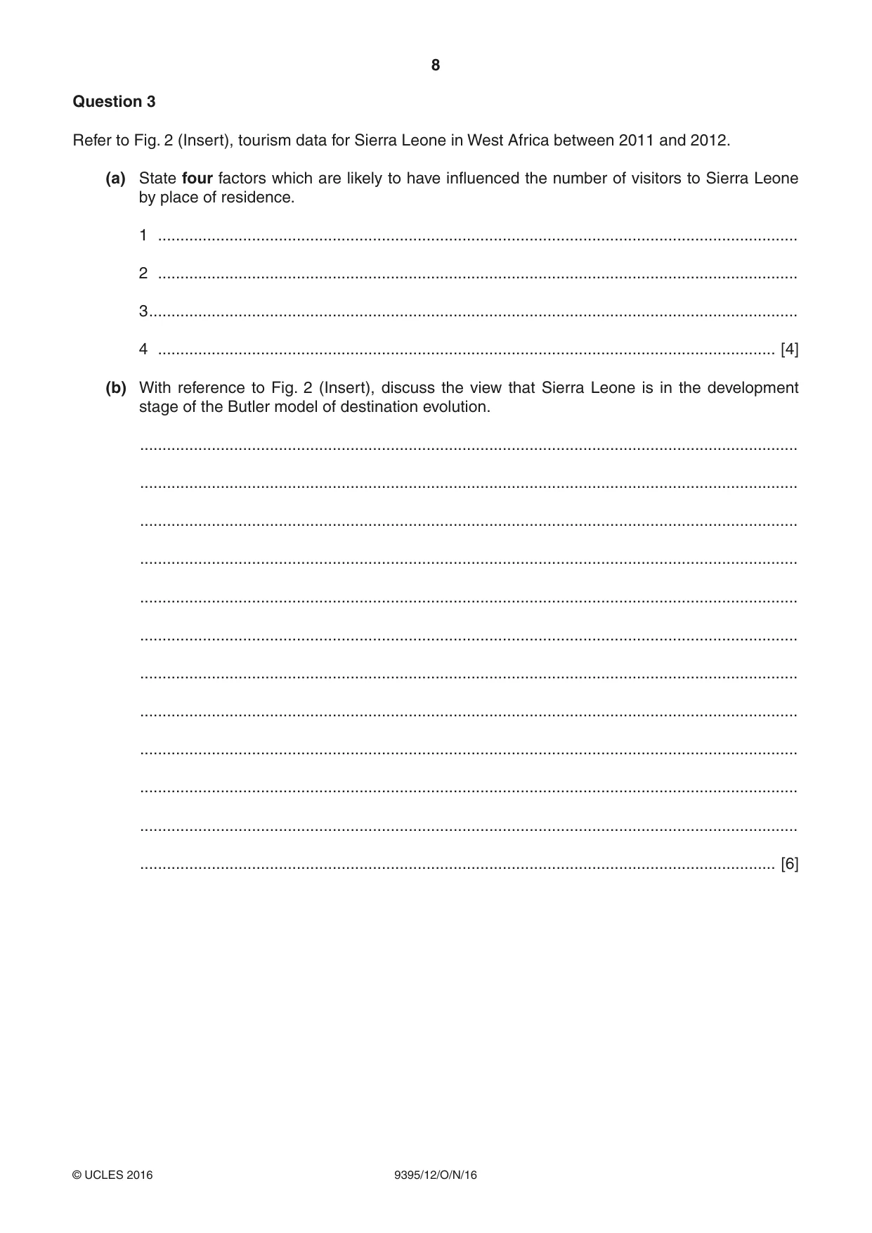 Cambridge A Level Travel and Tourism 9395 2016 Oct/Nov Paper 1 · Variant 2 question paper, page 8 of 16