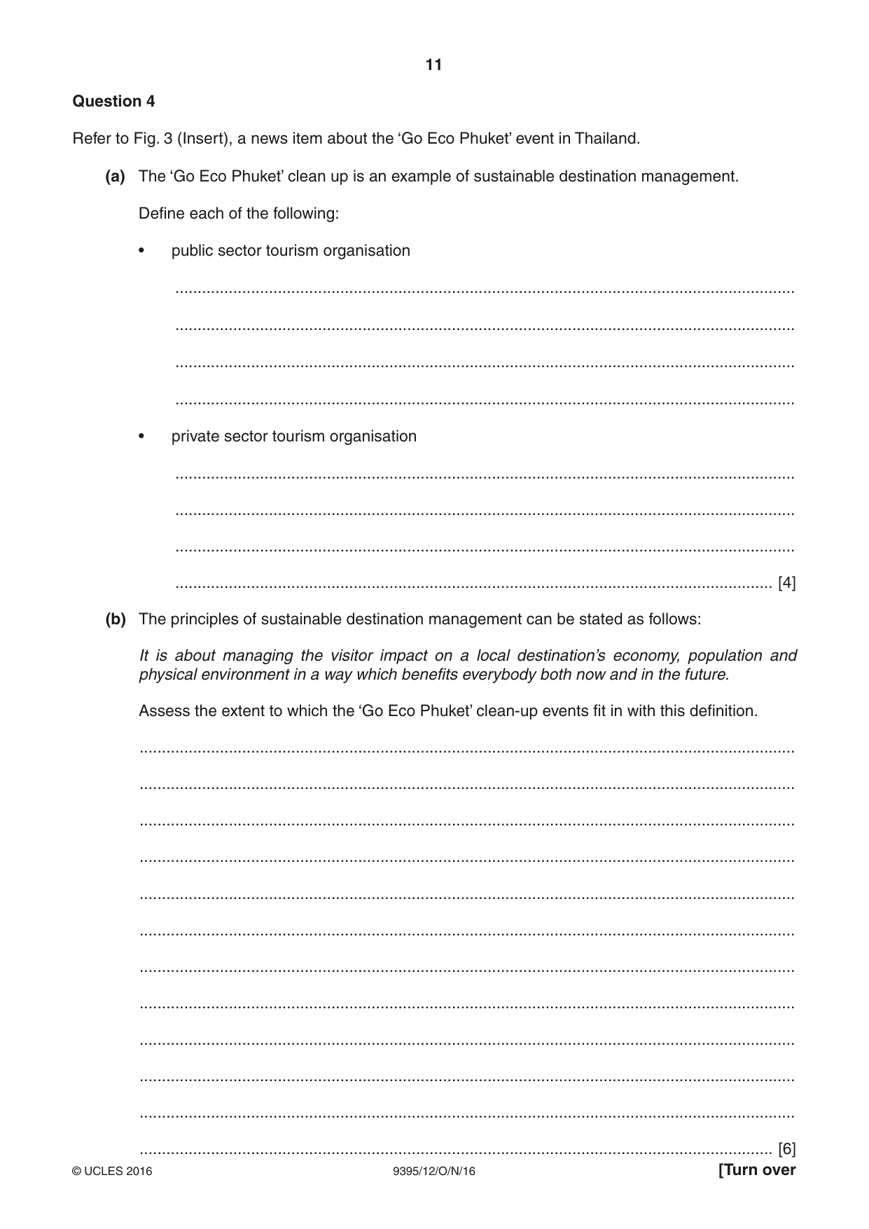Cambridge A Level Travel and Tourism 9395 2016 Oct/Nov Paper 1 · Variant 2 question paper, page 11 of 16