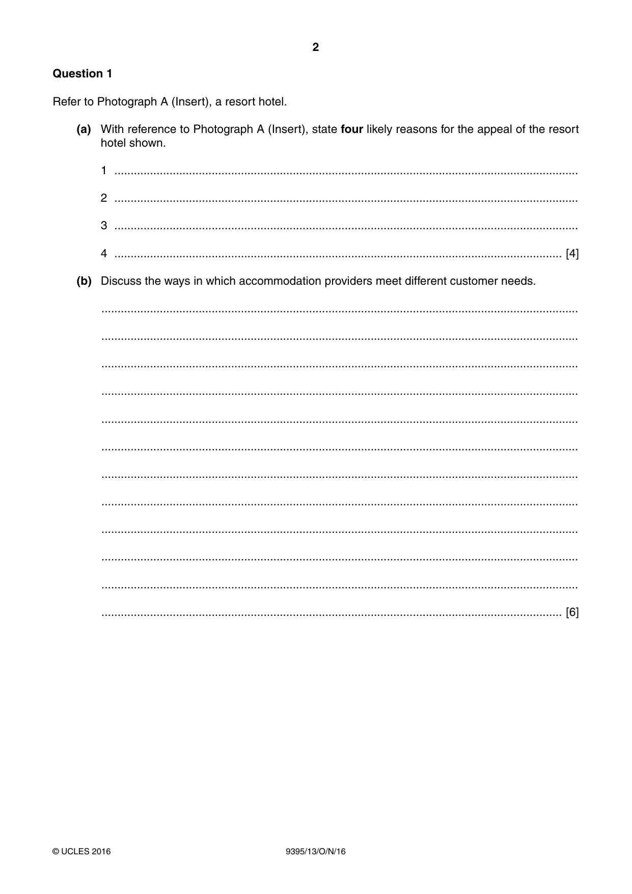 Cambridge A Level Travel and Tourism 9395 2016 Oct/Nov Paper 1 · Variant 3 question paper, page 2 of 16
