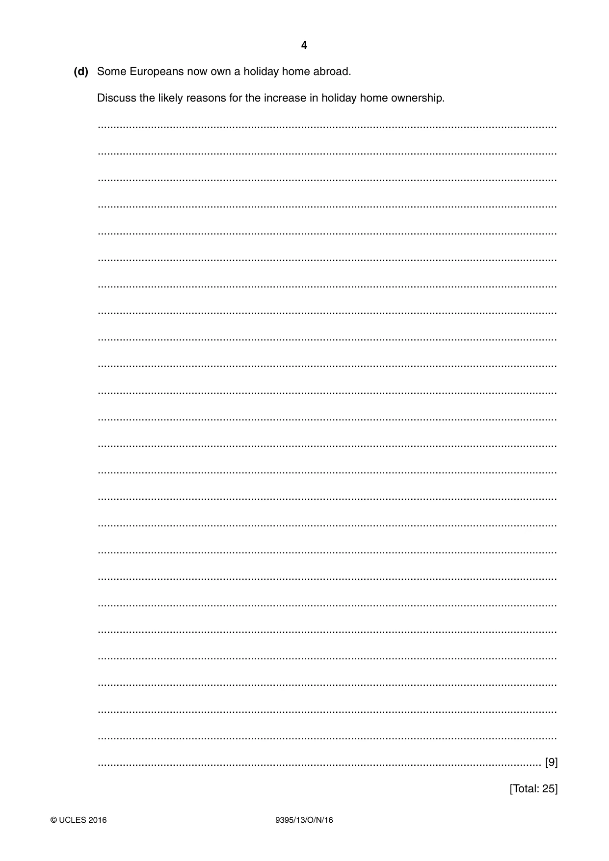 Cambridge A Level Travel and Tourism 9395 2016 Oct/Nov Paper 1 · Variant 3 question paper, page 4 of 16