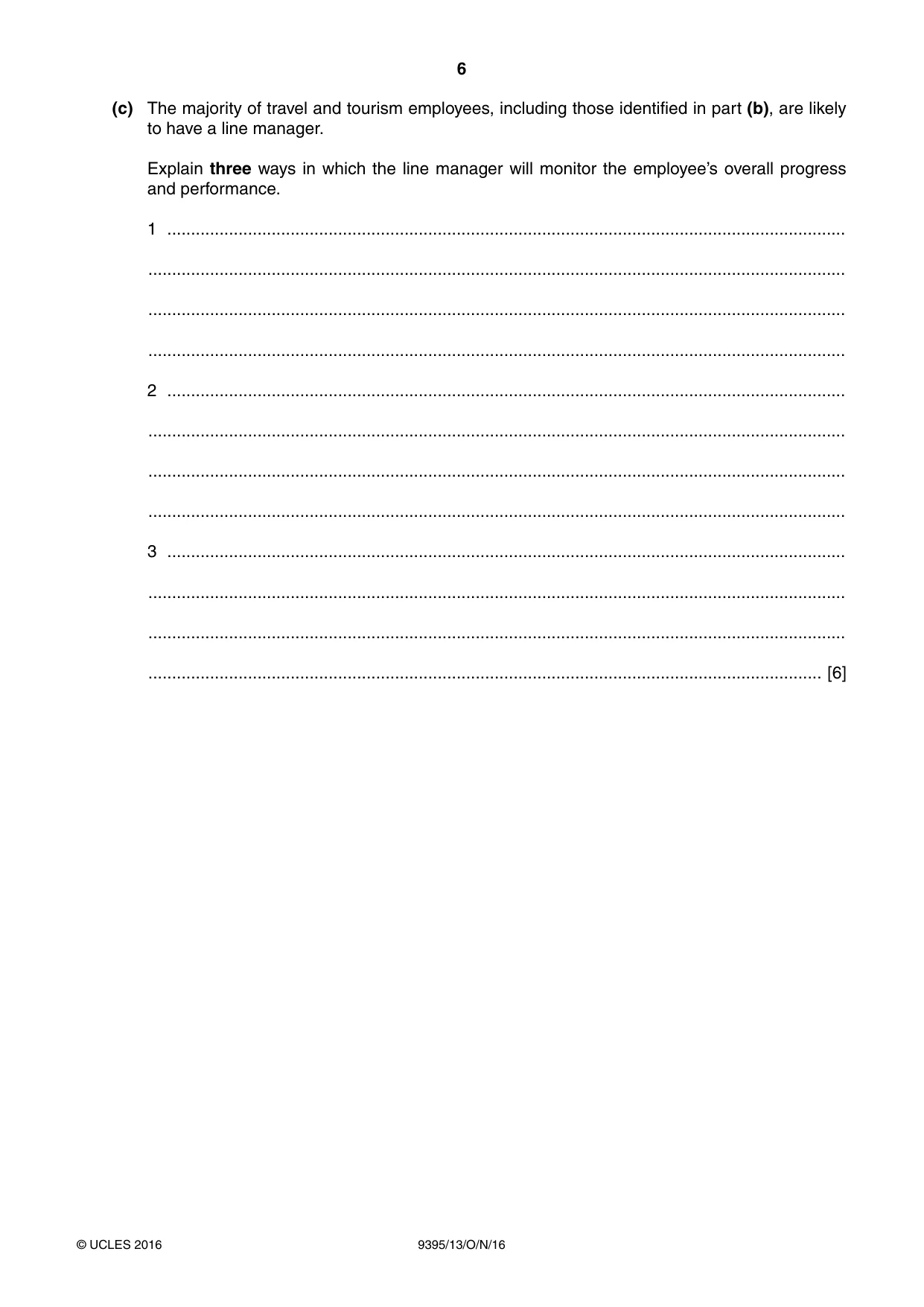 Cambridge A Level Travel and Tourism 9395 2016 Oct/Nov Paper 1 · Variant 3 question paper, page 6 of 16