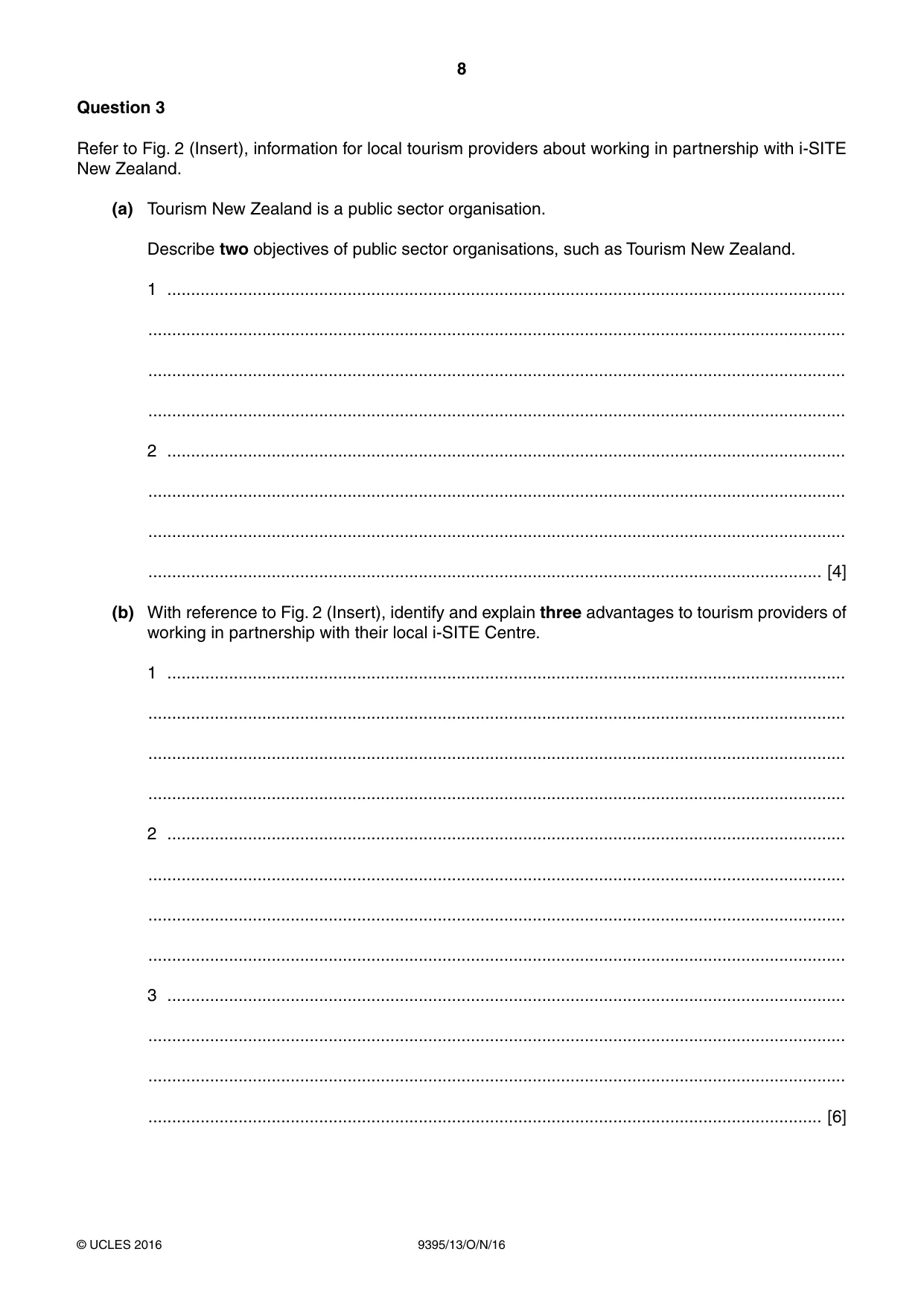 Cambridge A Level Travel and Tourism 9395 2016 Oct/Nov Paper 1 · Variant 3 question paper, page 8 of 16