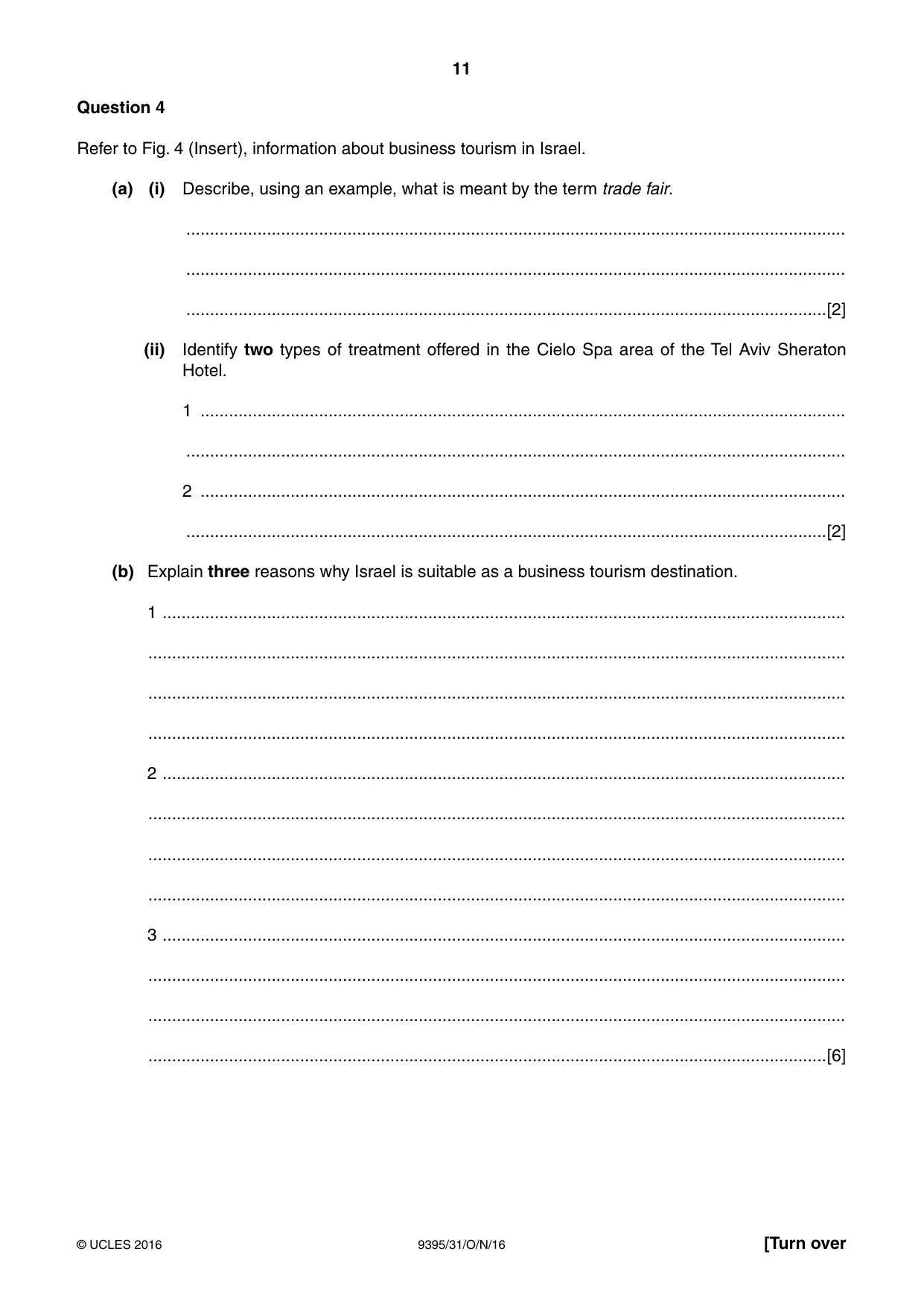 Cambridge A Level Travel and Tourism 9395 2016 Oct/Nov Paper 3 · Variant 1 question paper, page 11 of 16