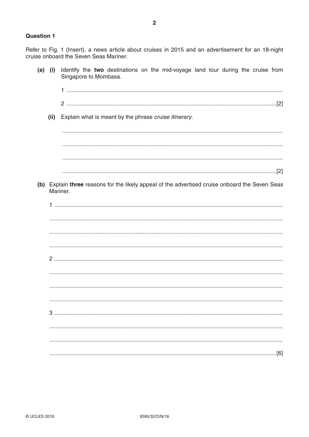 Cambridge A Level Travel and Tourism 9395 2016 Oct/Nov Paper 3 · Variant 2 question paper, page 2 of 16