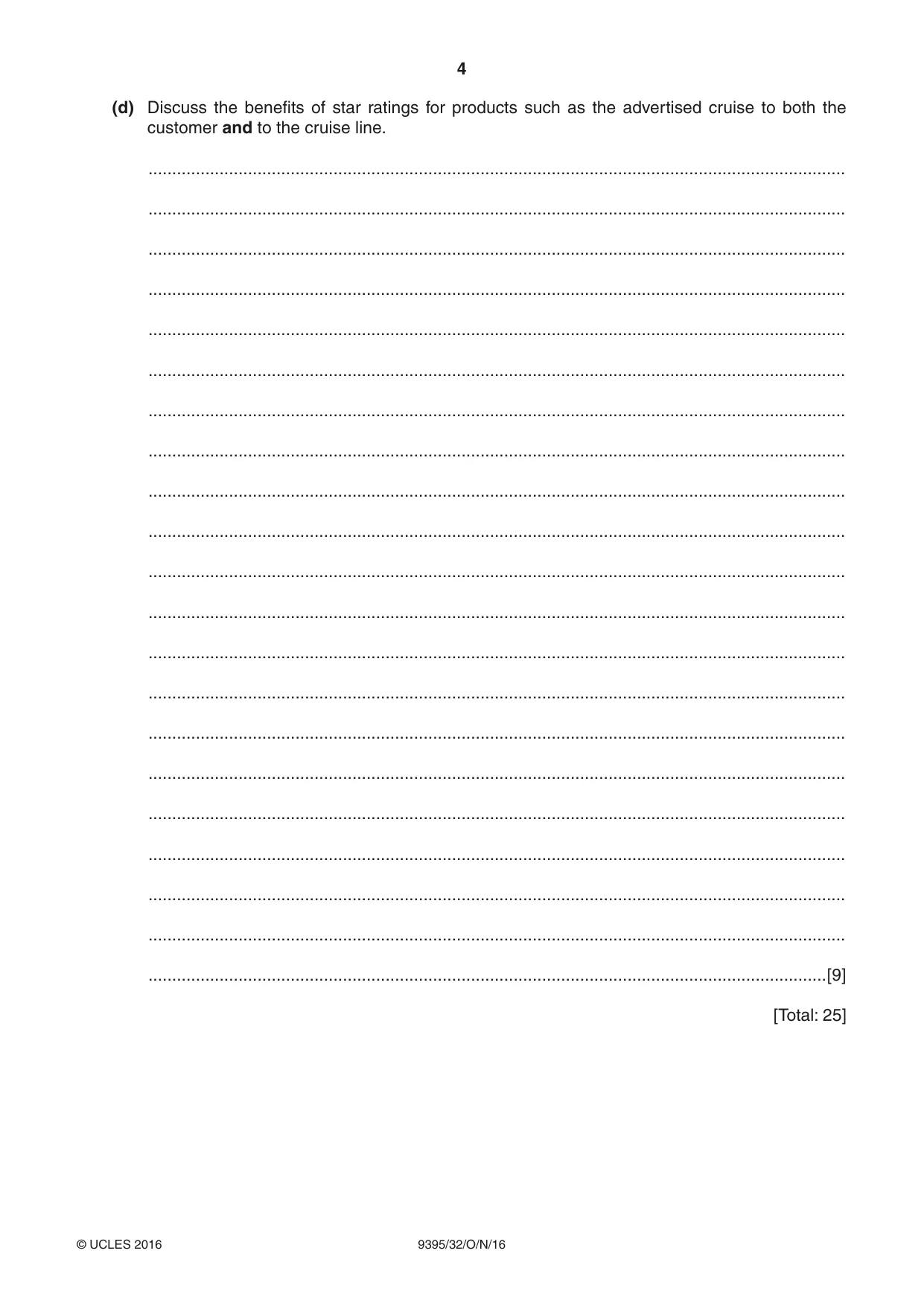 Cambridge A Level Travel and Tourism 9395 2016 Oct/Nov Paper 3 · Variant 2 question paper, page 4 of 16