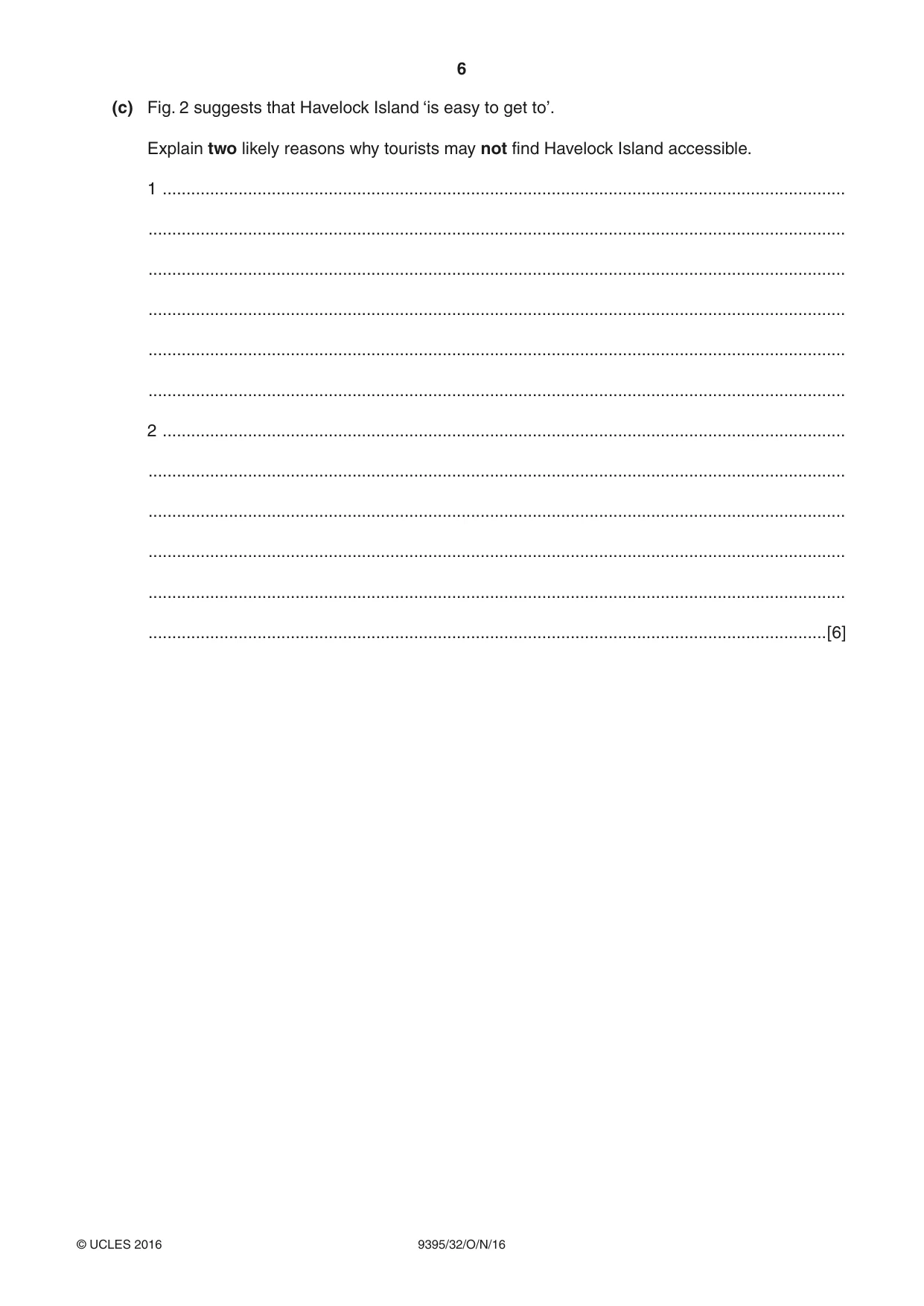 Cambridge A Level Travel and Tourism 9395 2016 Oct/Nov Paper 3 · Variant 2 question paper, page 6 of 16