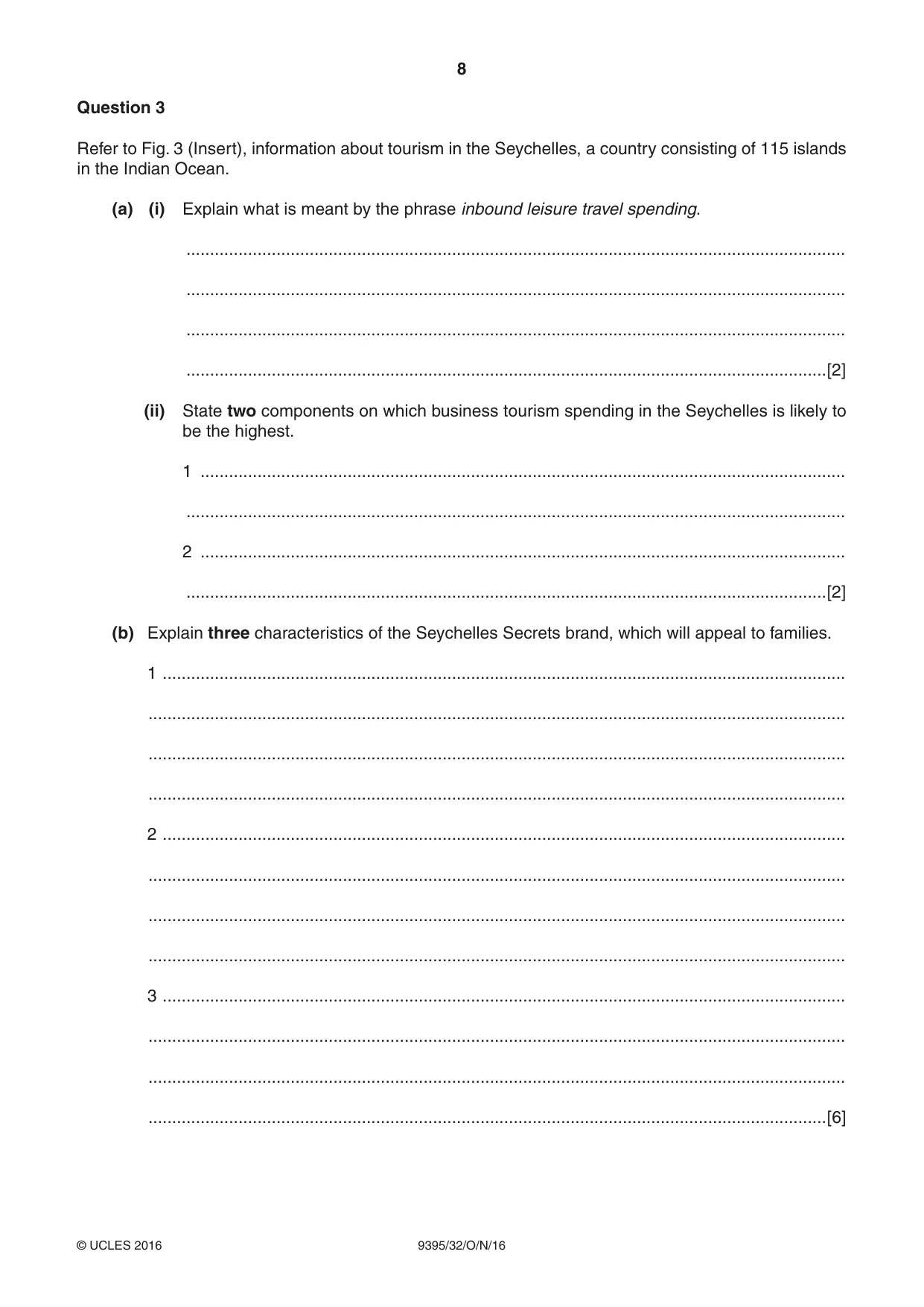 Cambridge A Level Travel and Tourism 9395 2016 Oct/Nov Paper 3 · Variant 2 question paper, page 8 of 16