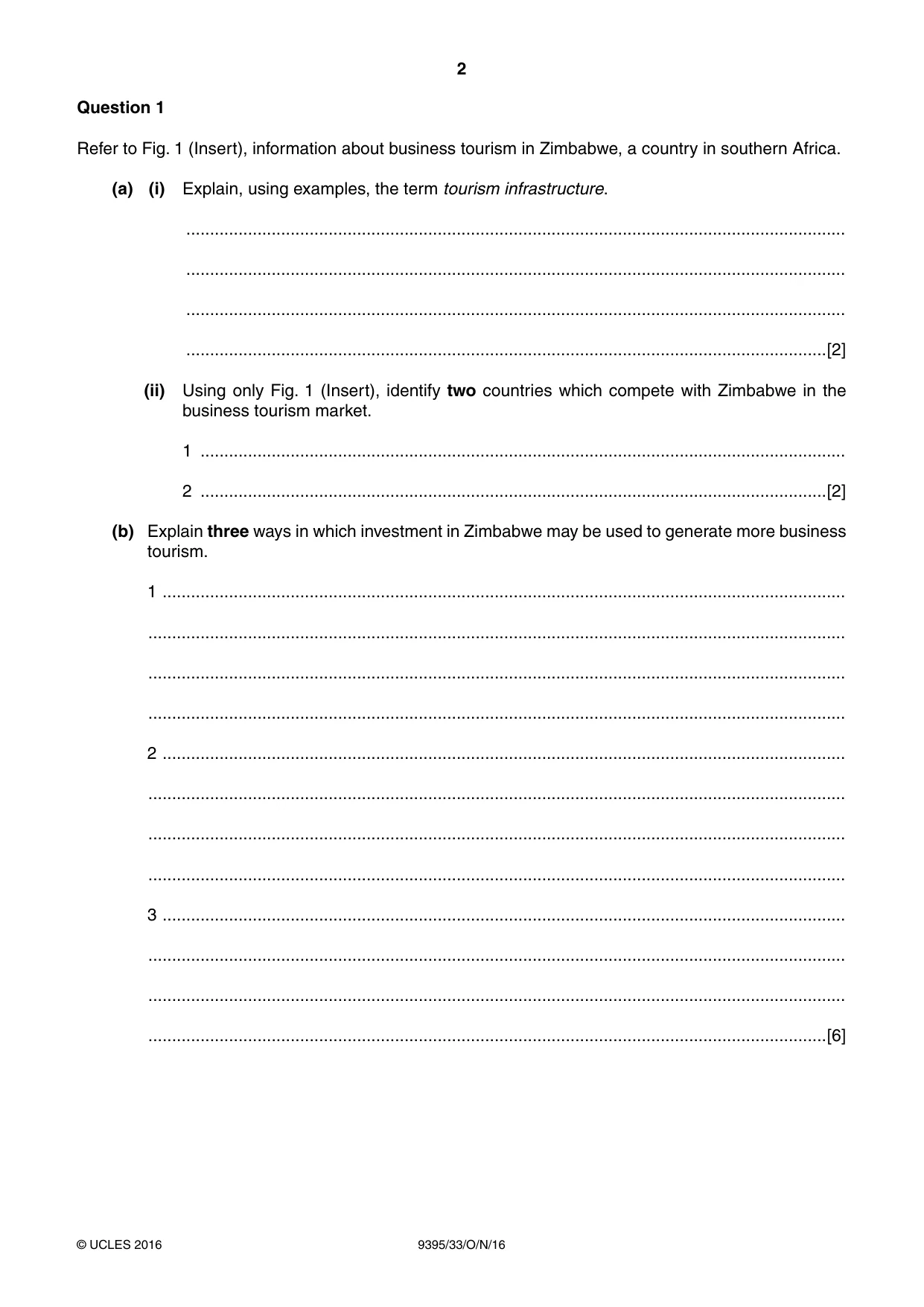 Cambridge A Level Travel and Tourism 9395 2016 Oct/Nov Paper 3 · Variant 3 question paper, page 2 of 16