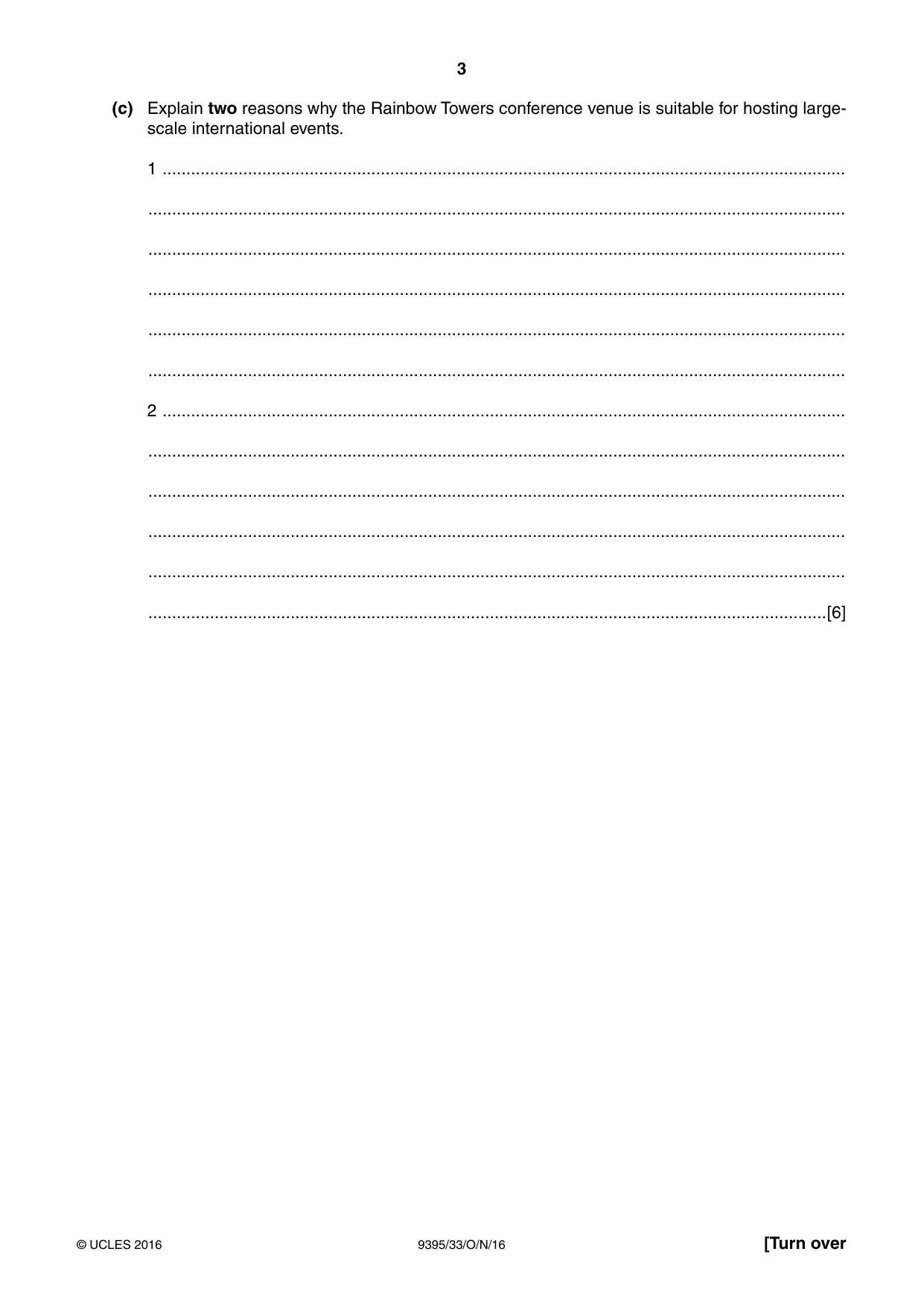 Cambridge A Level Travel and Tourism 9395 2016 Oct/Nov Paper 3 · Variant 3 question paper, page 3 of 16