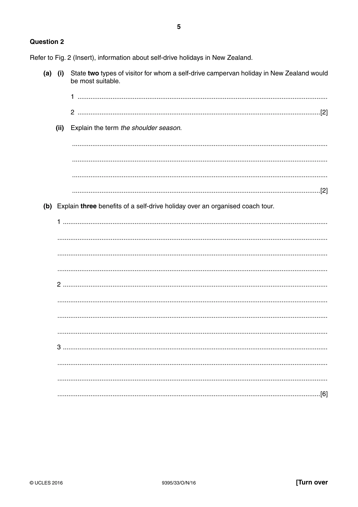 Cambridge A Level Travel and Tourism 9395 2016 Oct/Nov Paper 3 · Variant 3 question paper, page 5 of 16